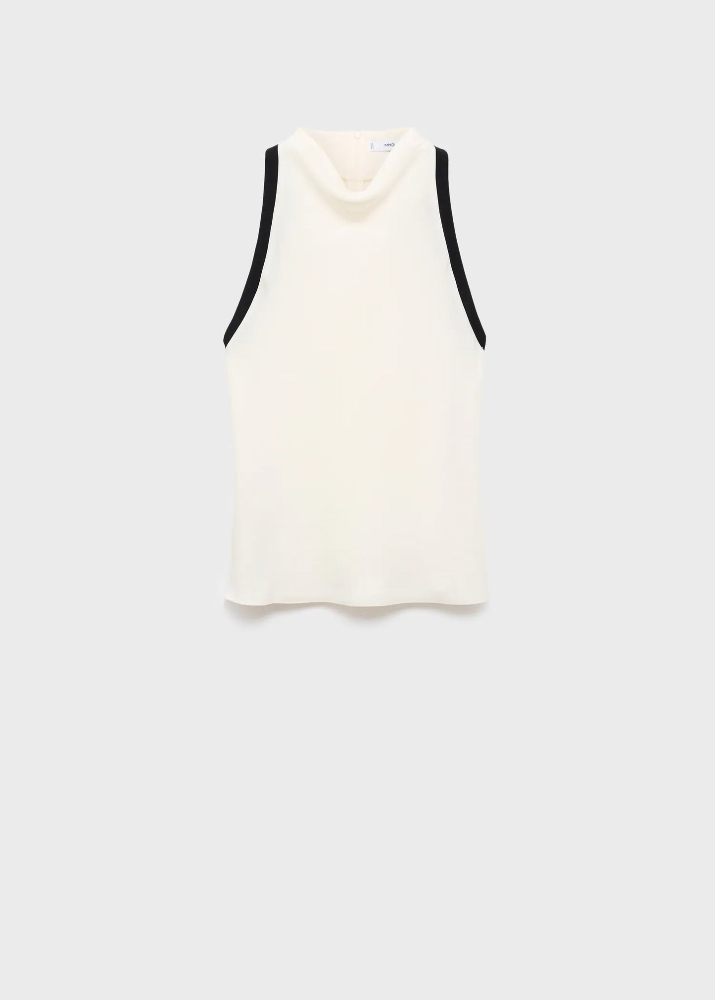 Blouse With Draped Collar And Contrasting Trim