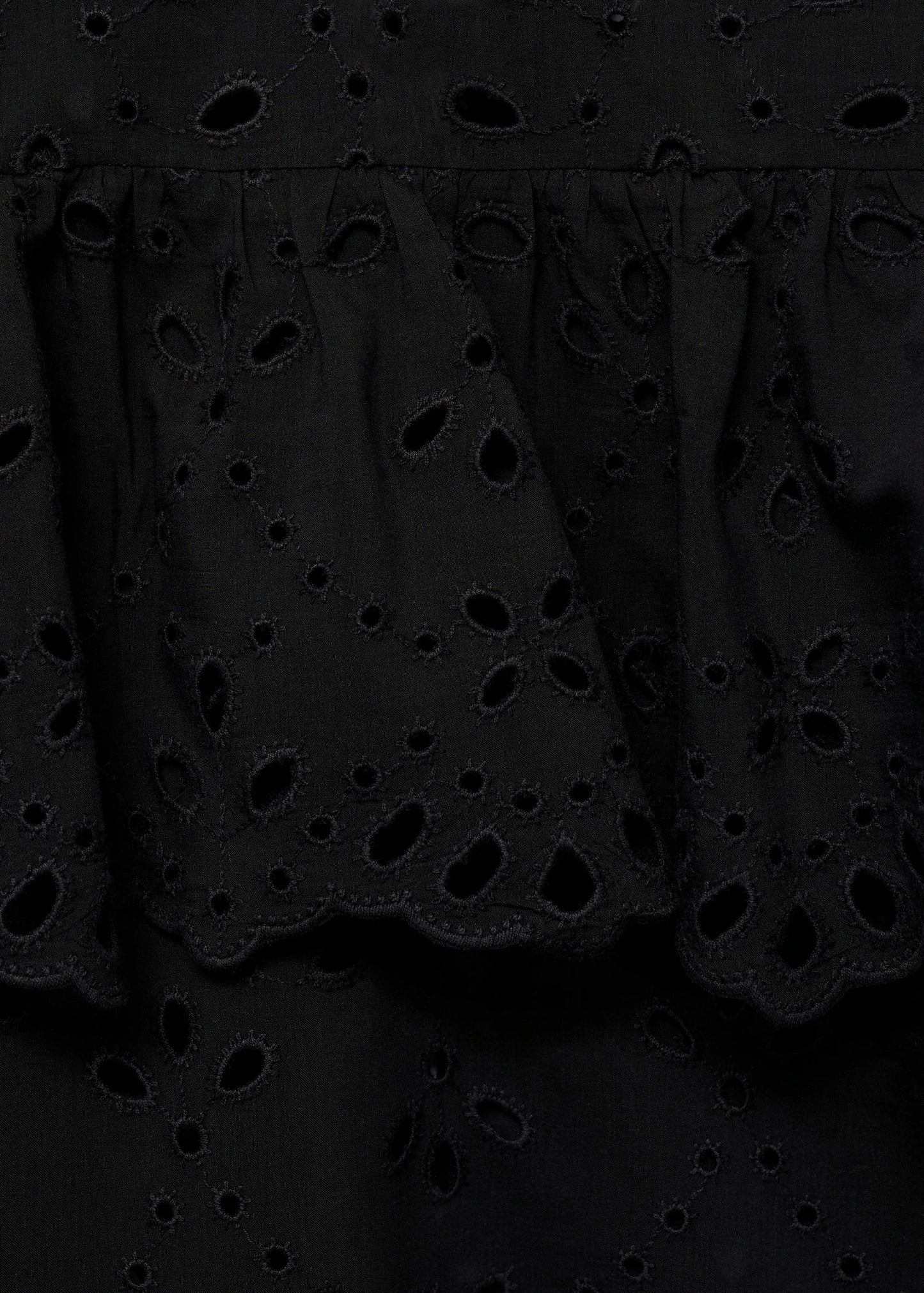 Blouse With Embroidered Eyelet Ruffles