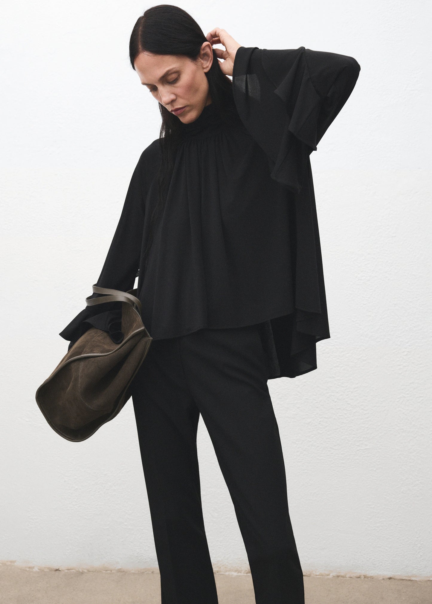 Blouse With Flared Sleeves And Ruffles