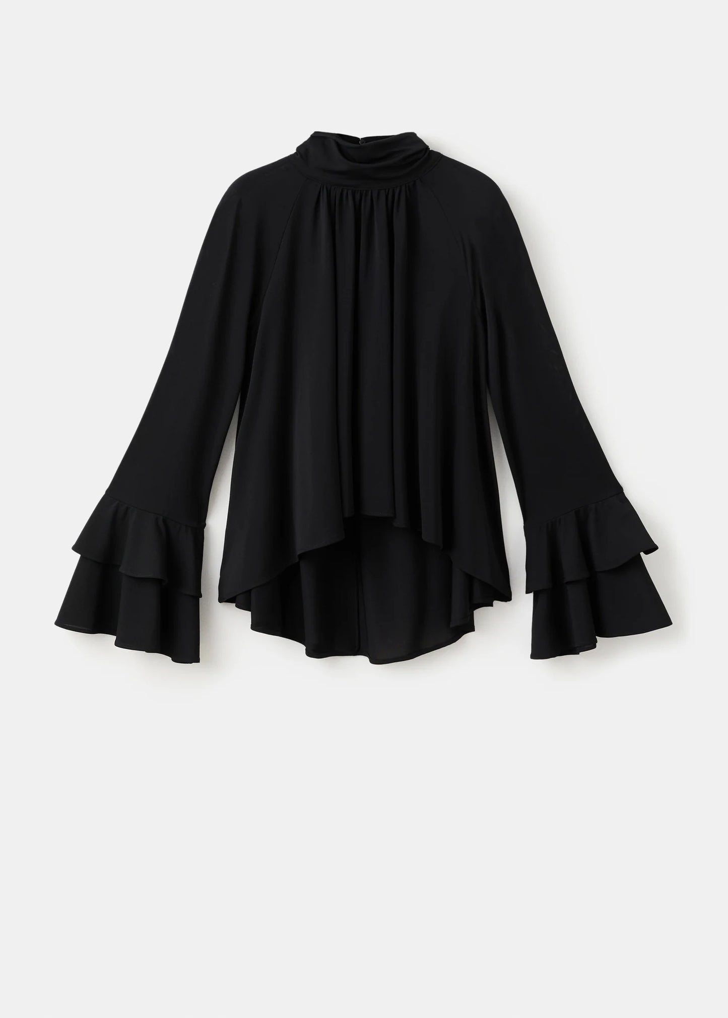 Blouse With Flared Sleeves And Ruffles