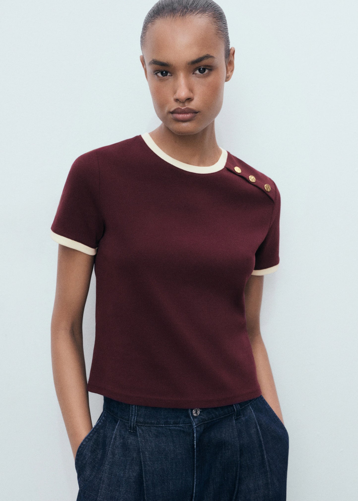 Buttoned Cotton T Shirt