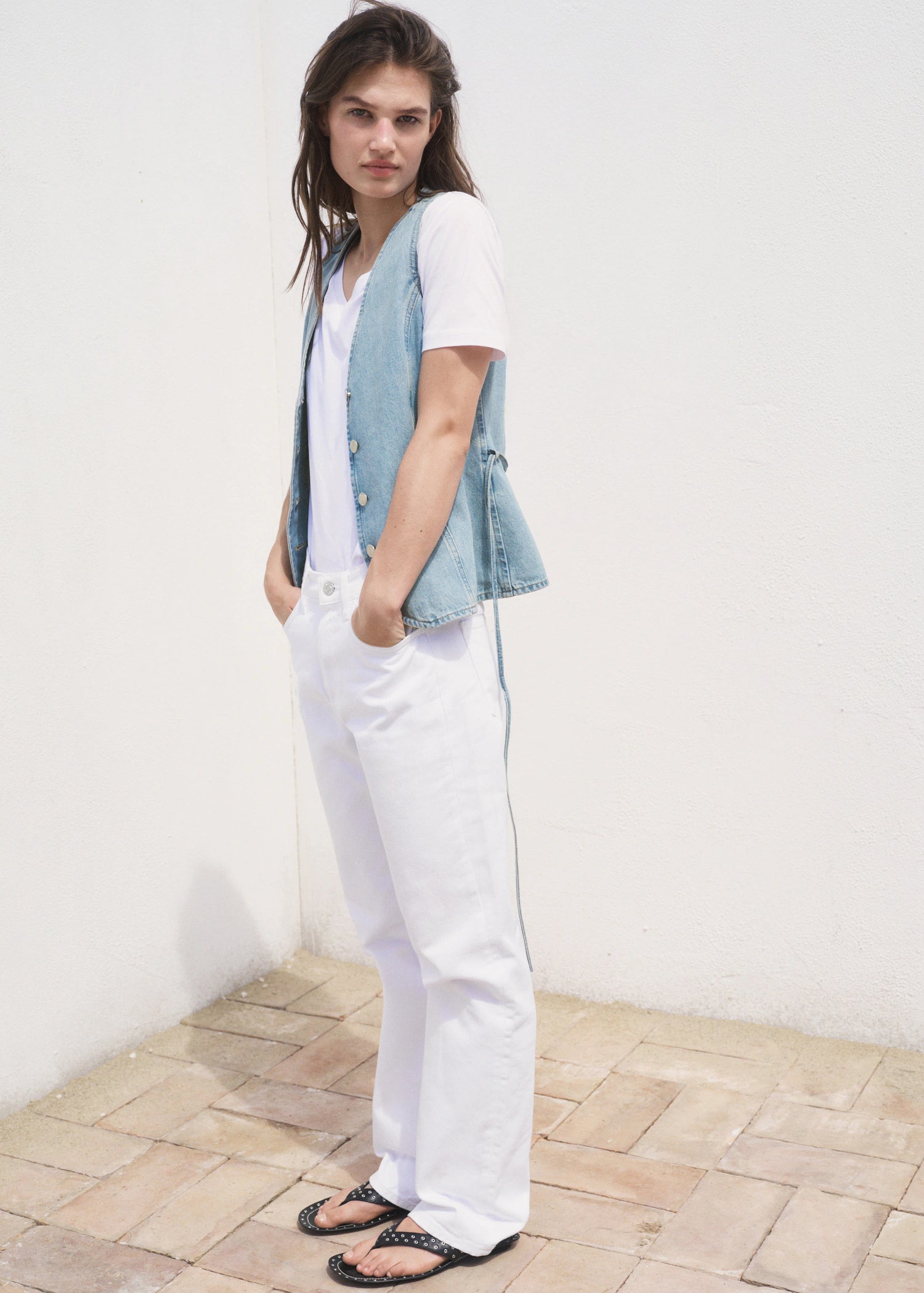 Buttoned Denim Gilet