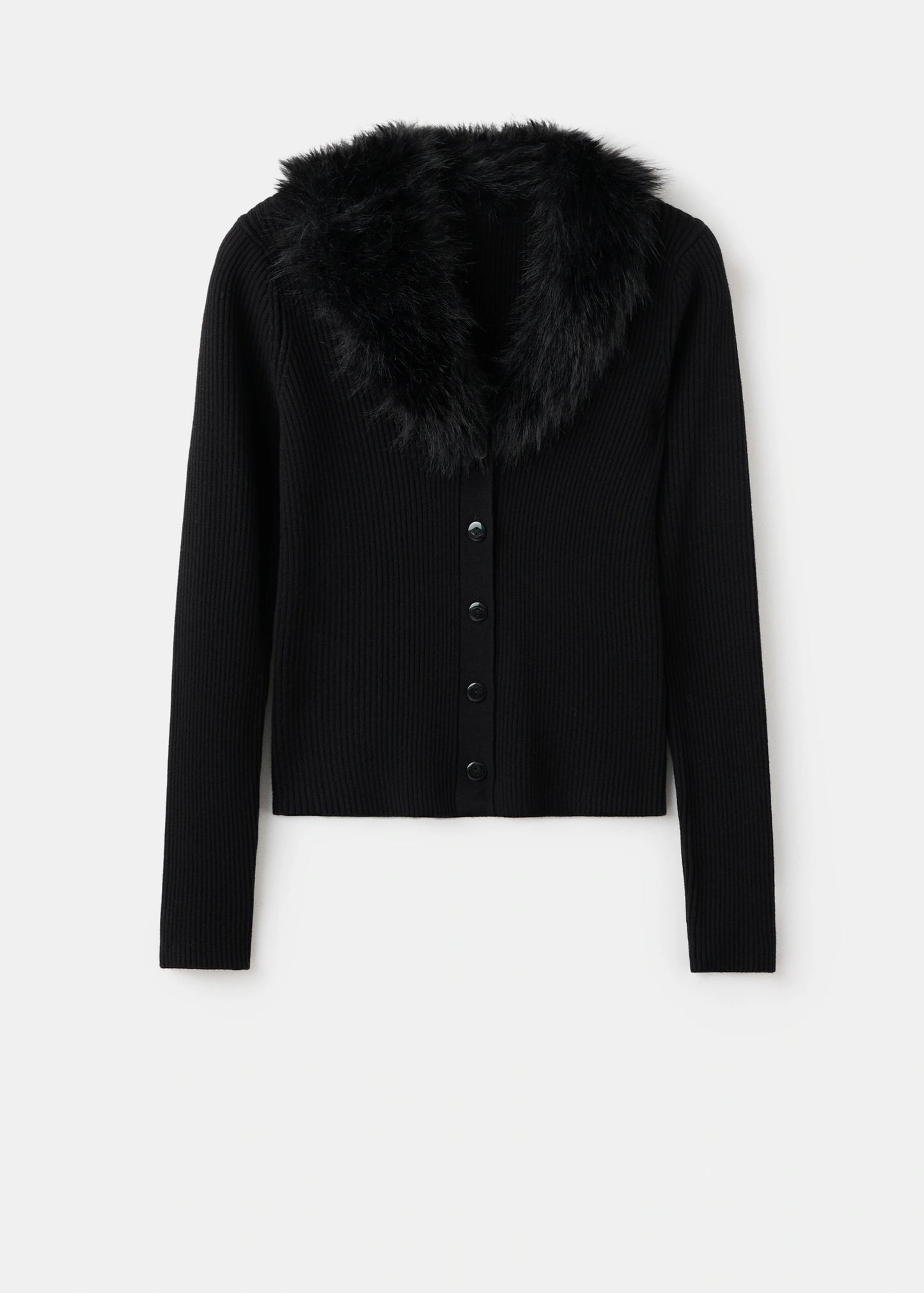 Cardigan With Fur Effect Collar