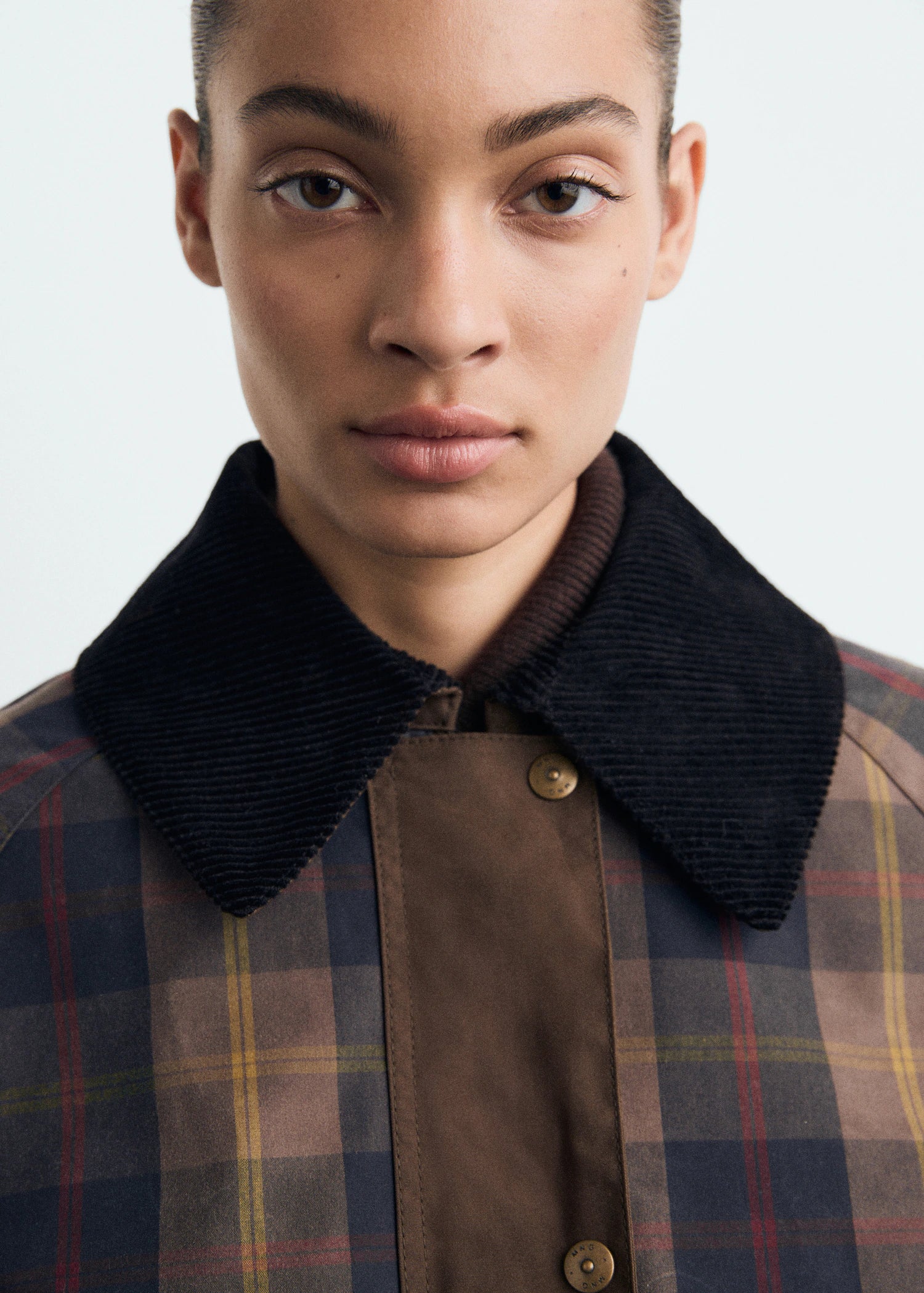 Check Parka With Contrasting Collar