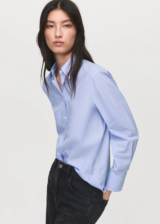Cotton And Lyocell Blend Straight Shirt