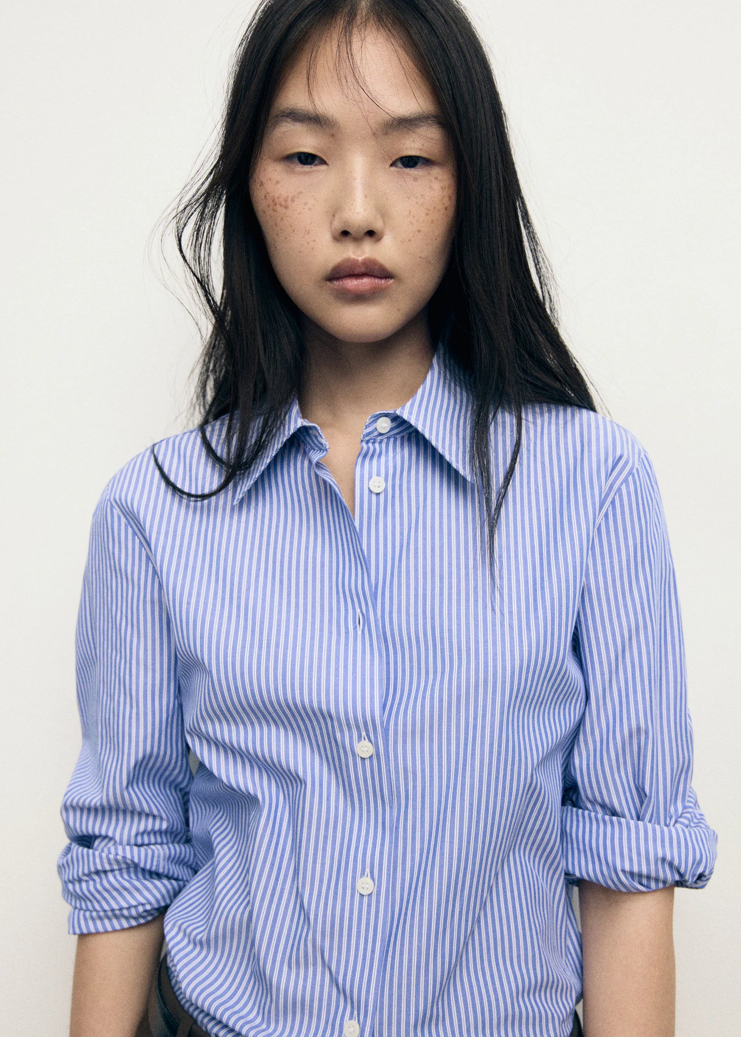 Cotton And Lyocell Blend Straight Shirt