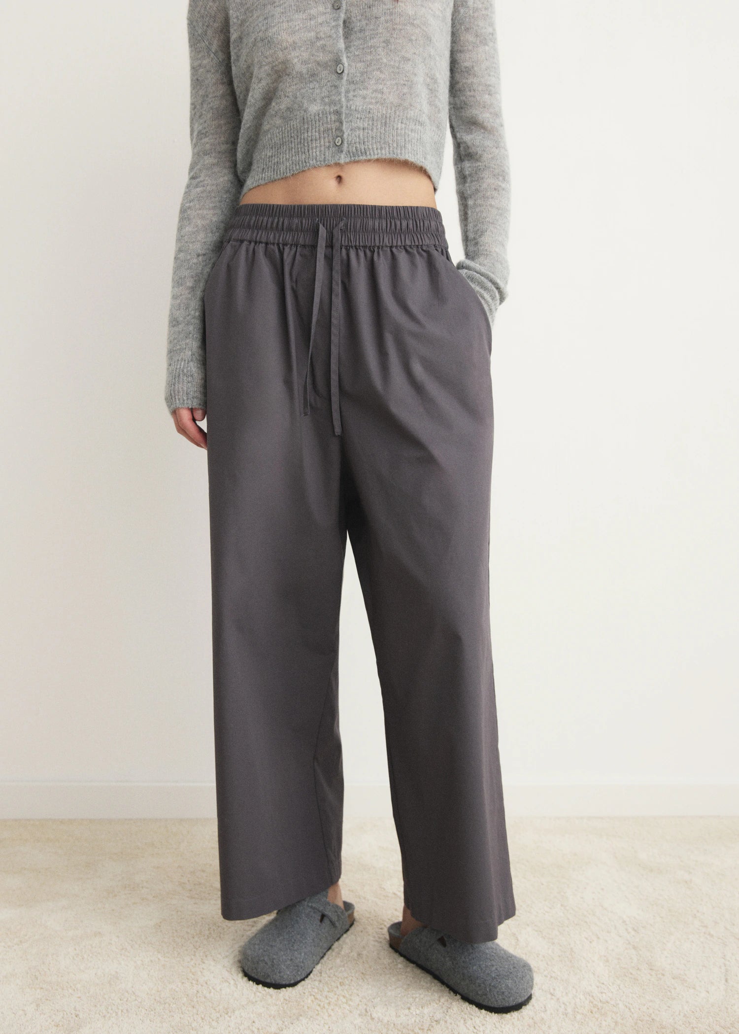 Cotton Cropped Trousers With Pockets