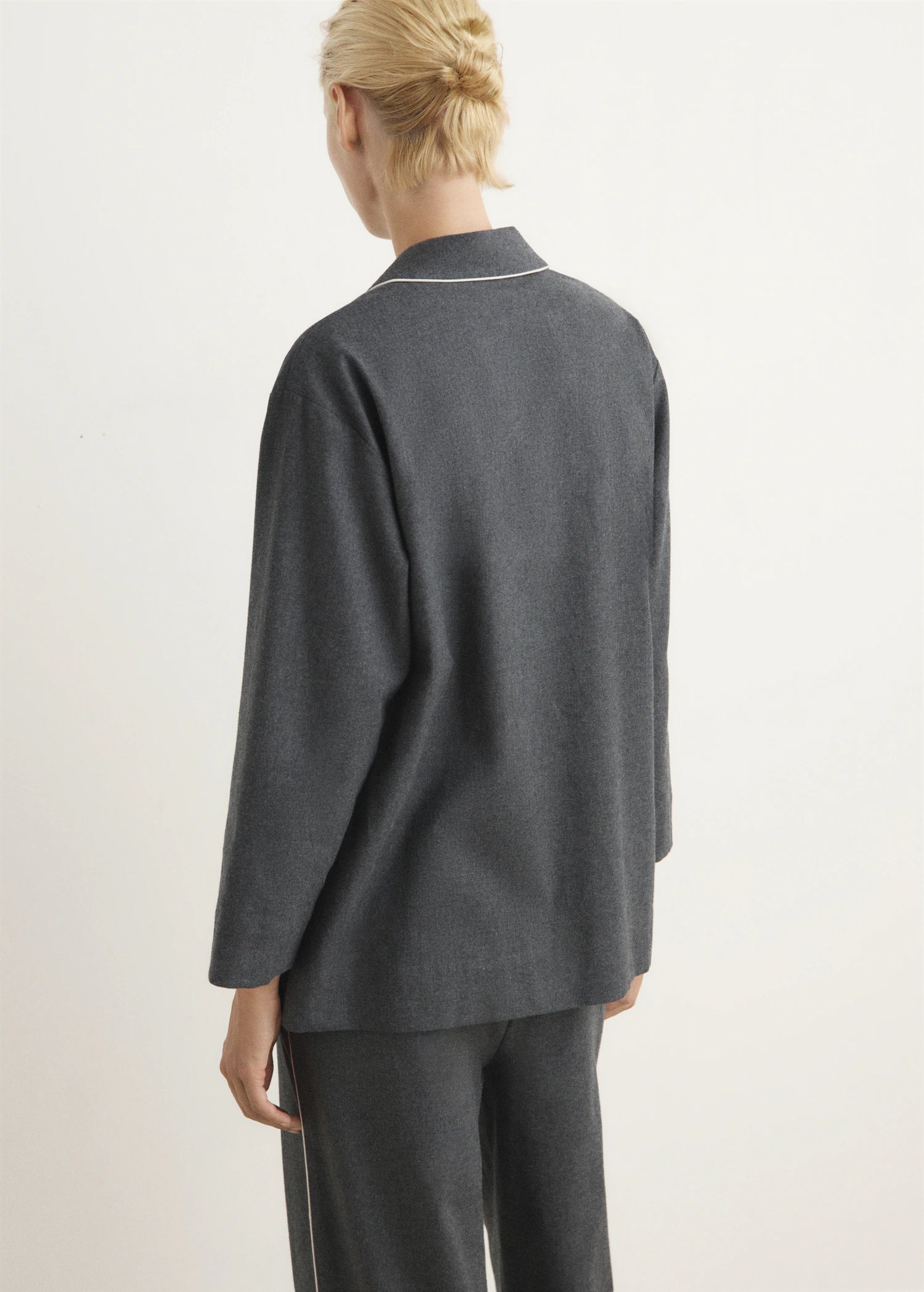 Cotton Flannel Shirt With Contrasting Piping