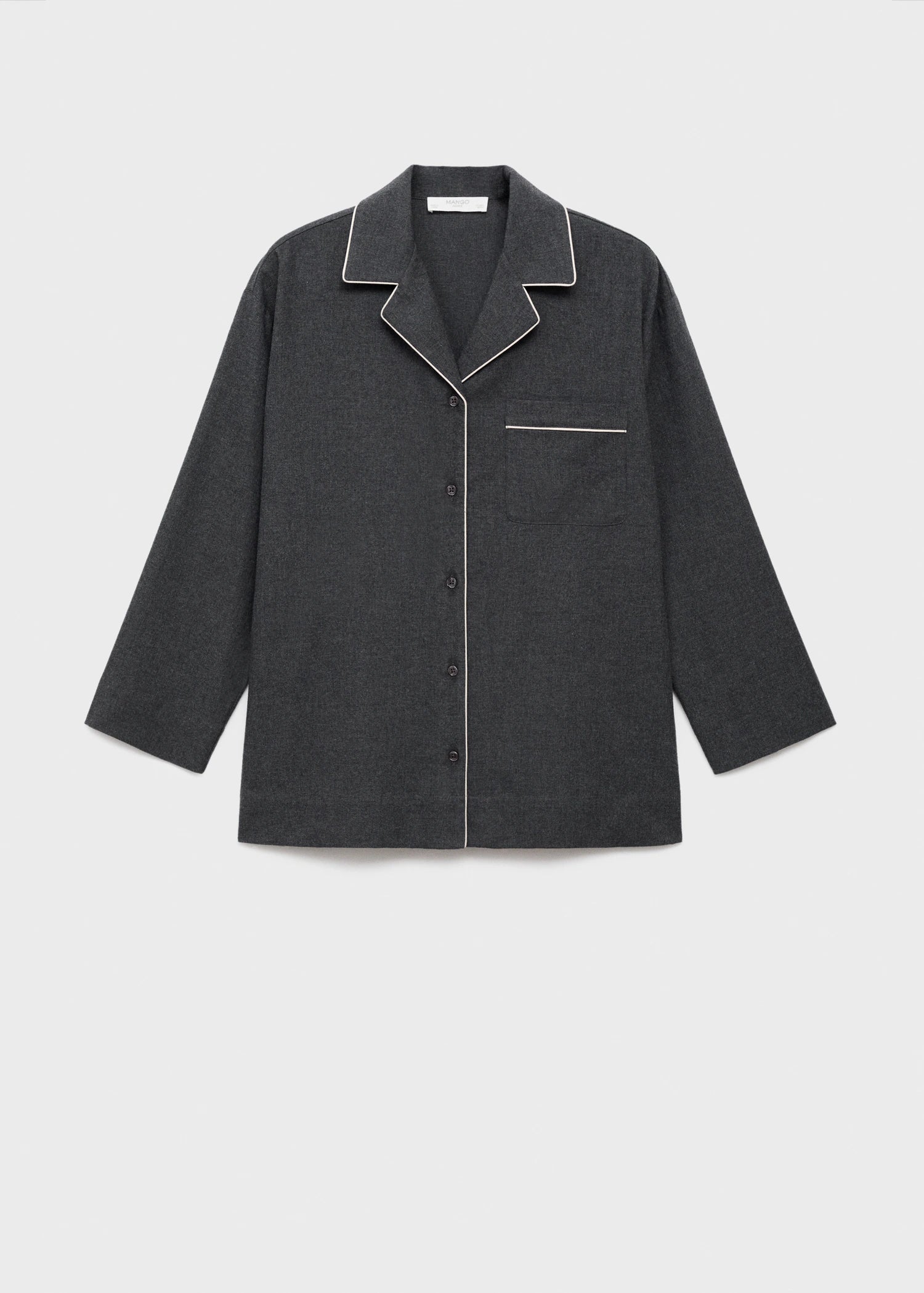 Cotton Flannel Shirt With Contrasting Piping