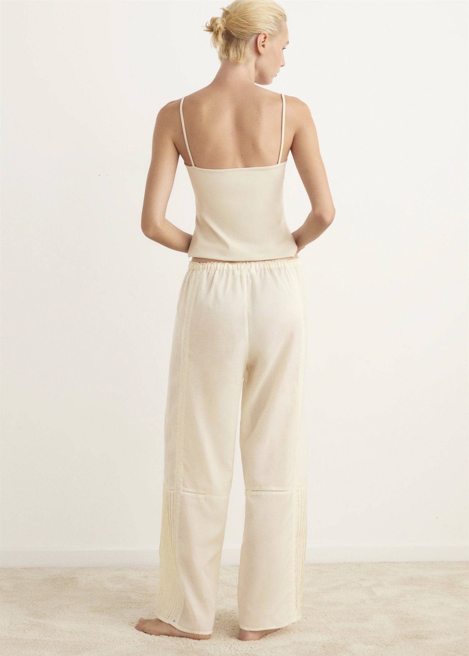 Cotton Lace Pyjama Trousers With Drawstring