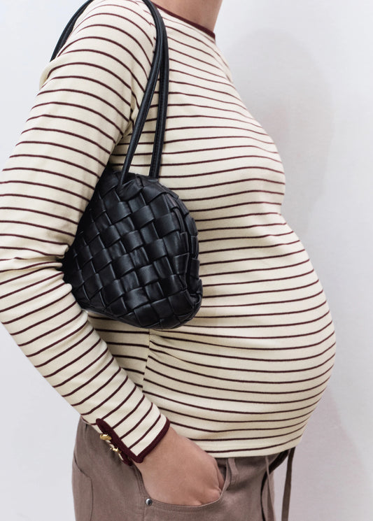 Cotton Maternity T Shirt With Buttoned Cuffs