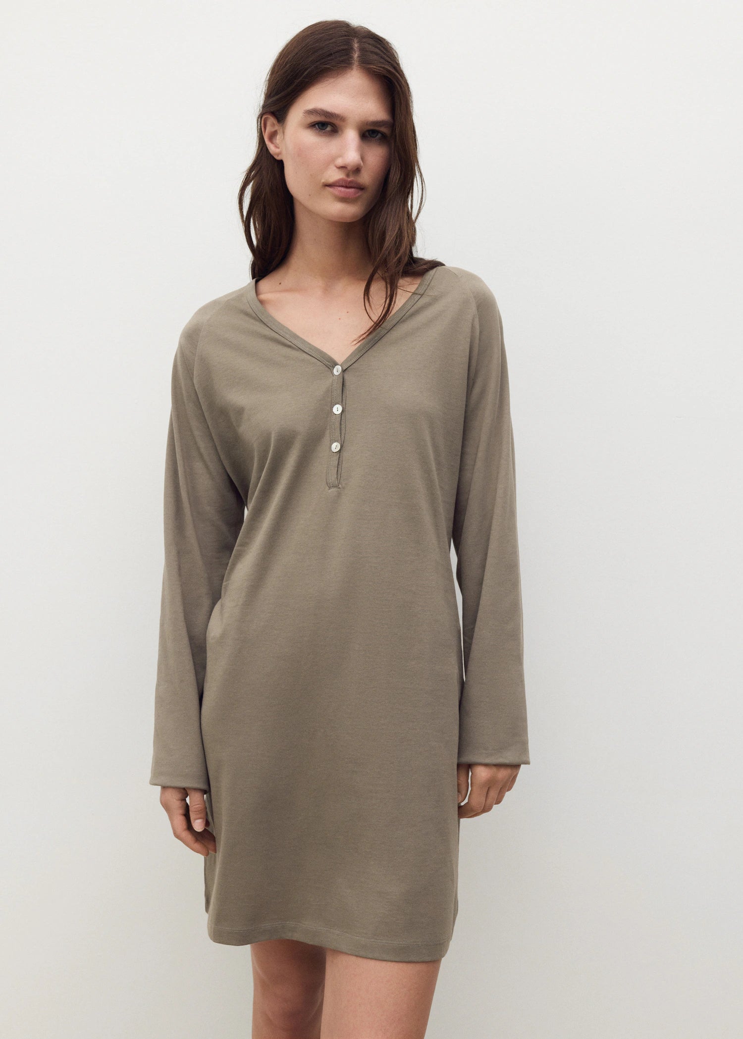 Cotton Nightdress With Button Detail