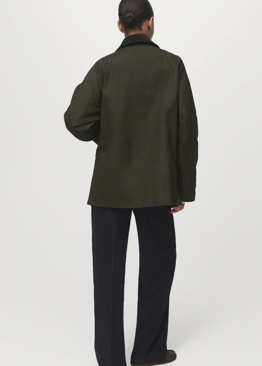 Cotton Parka With Corduroy Collar