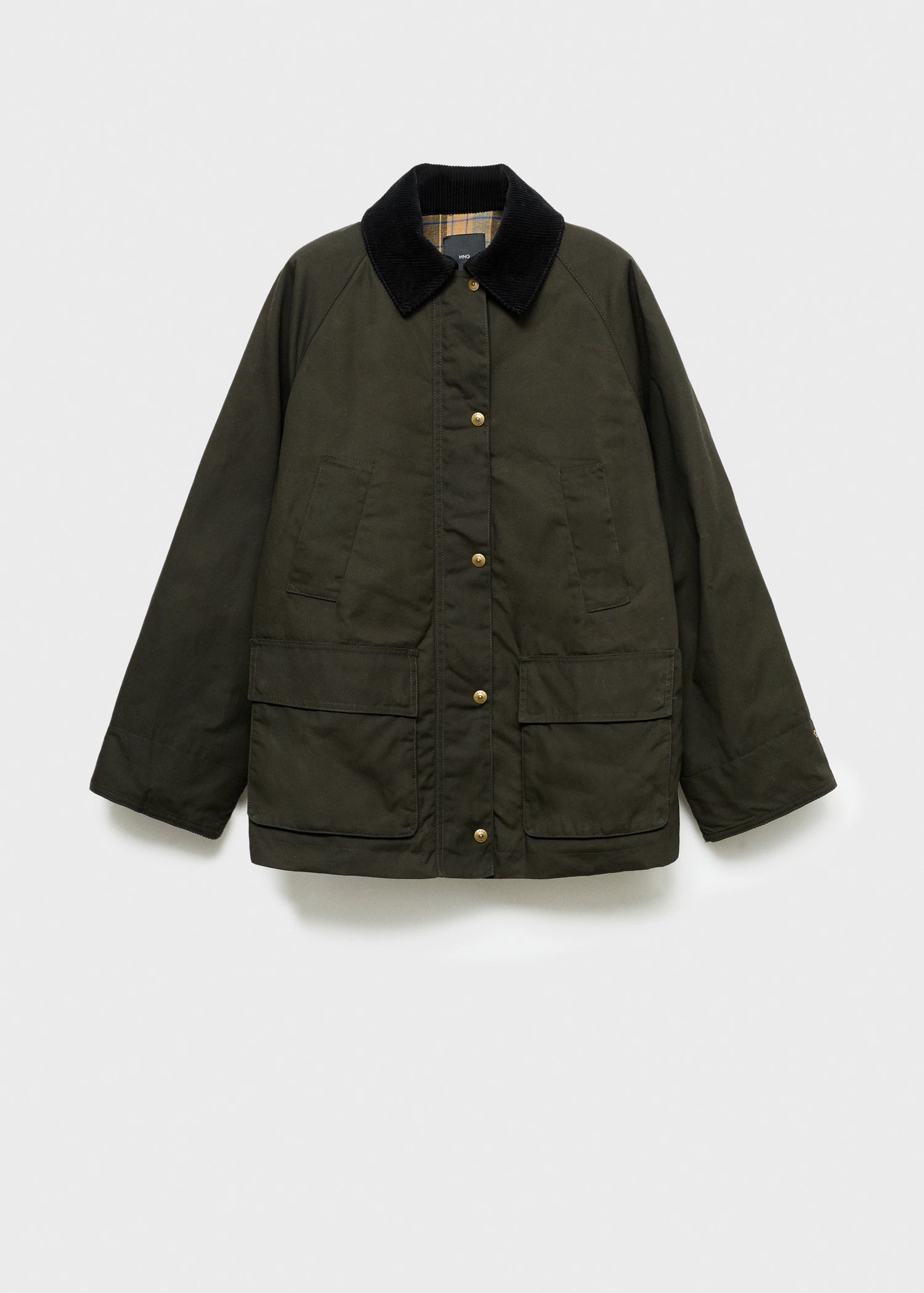 Cotton Parka With Corduroy Collar