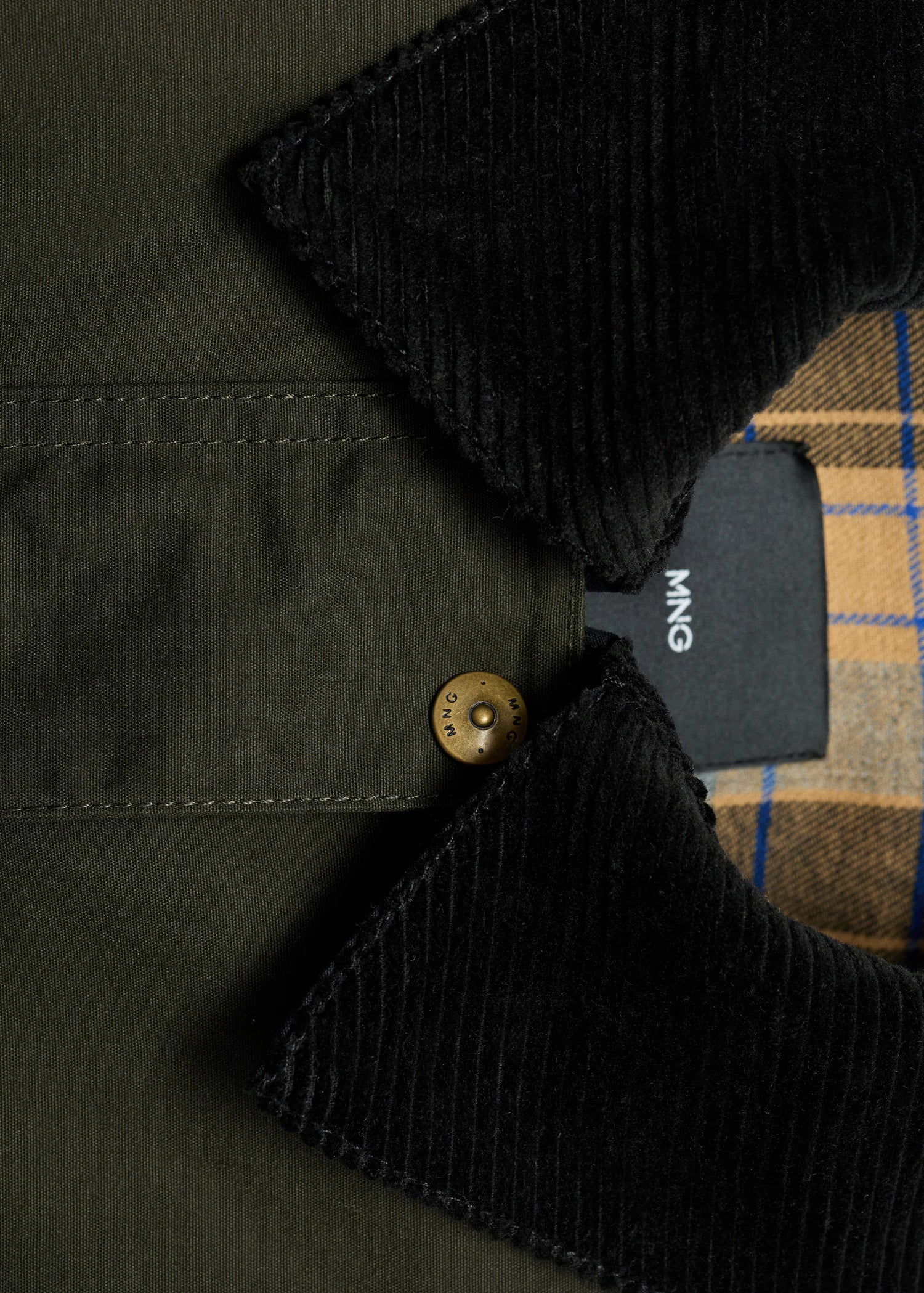 Cotton Parka With Corduroy Collar