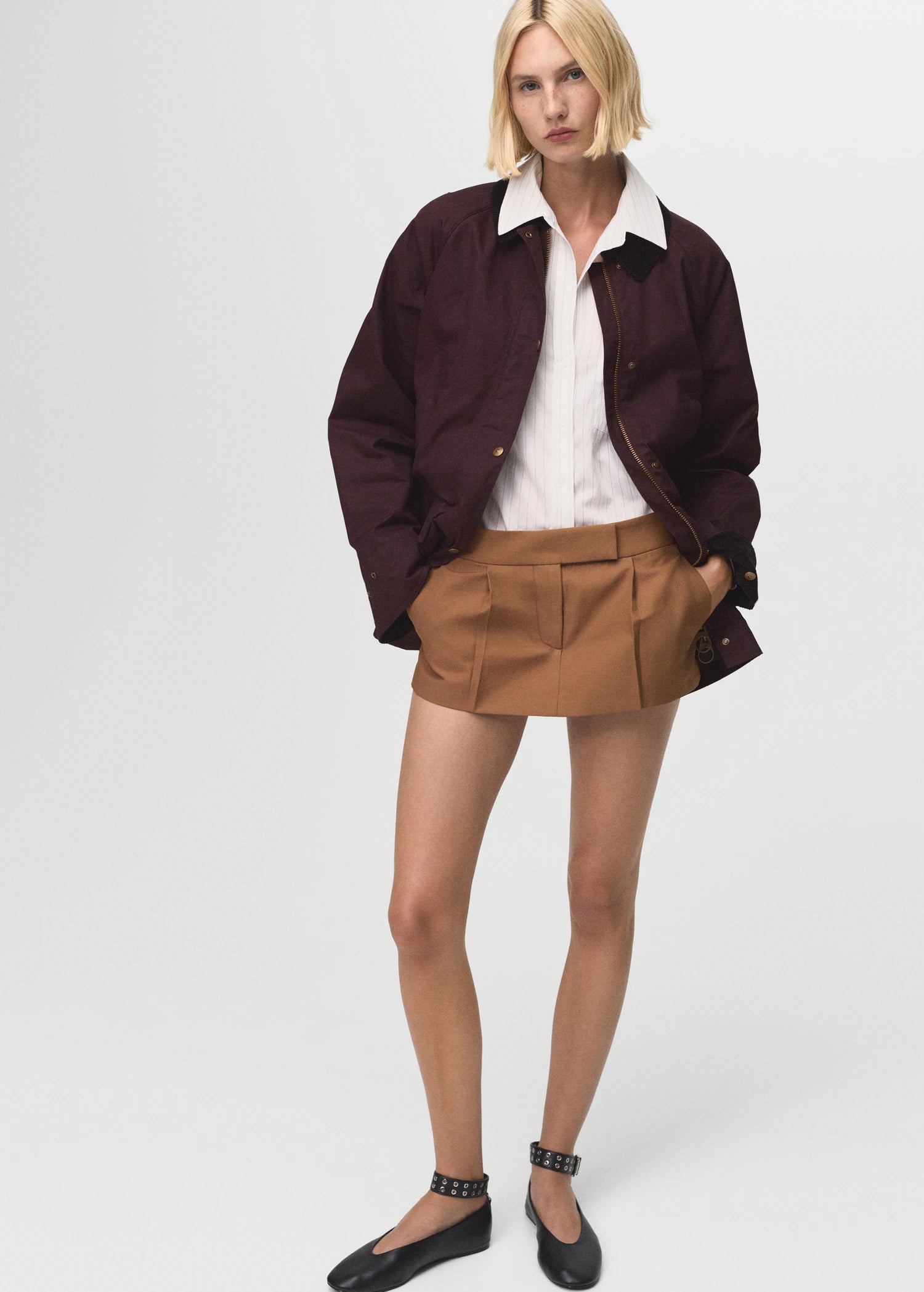 Cotton Parka With Corduroy Collar