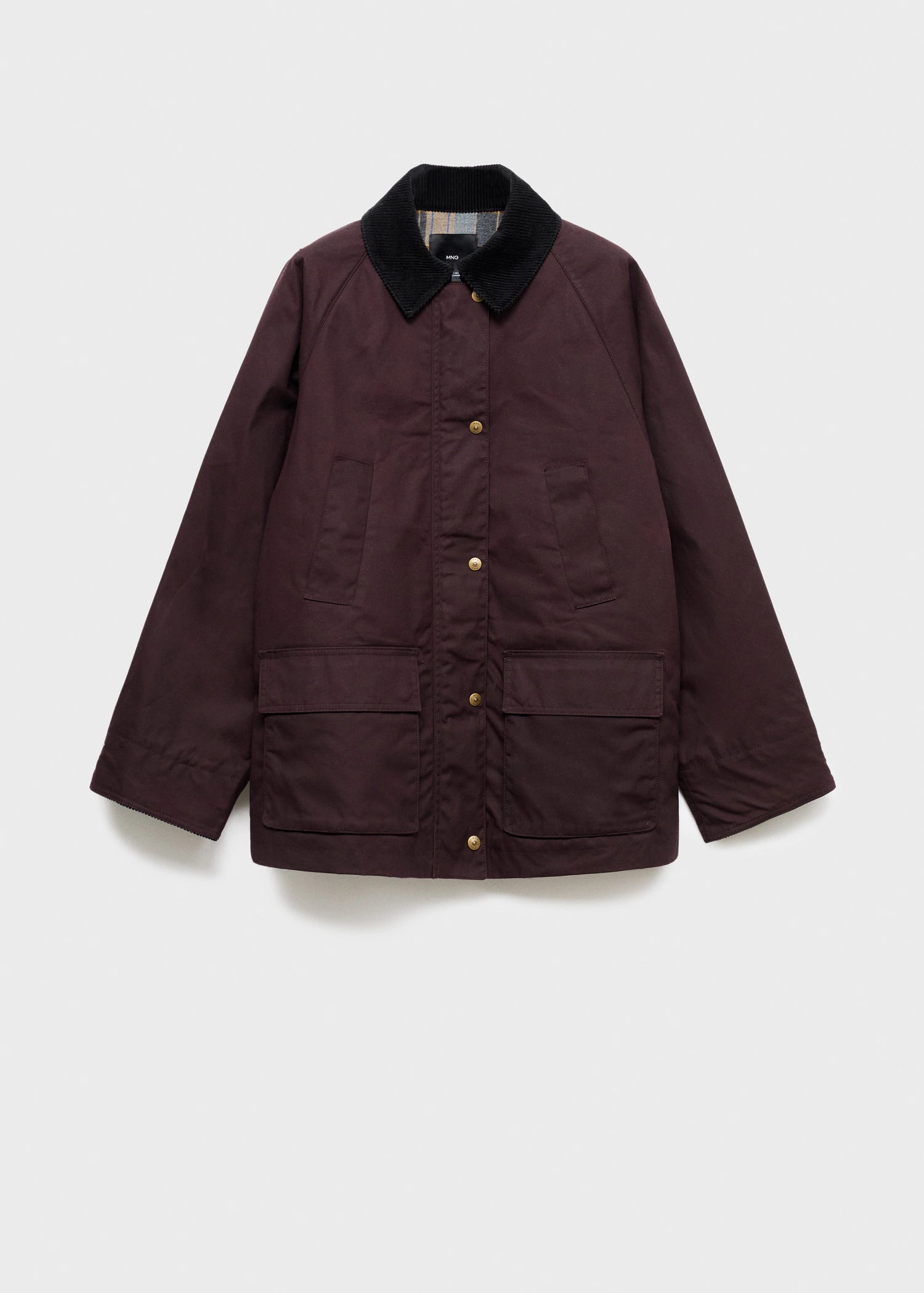 Cotton Parka With Corduroy Collar