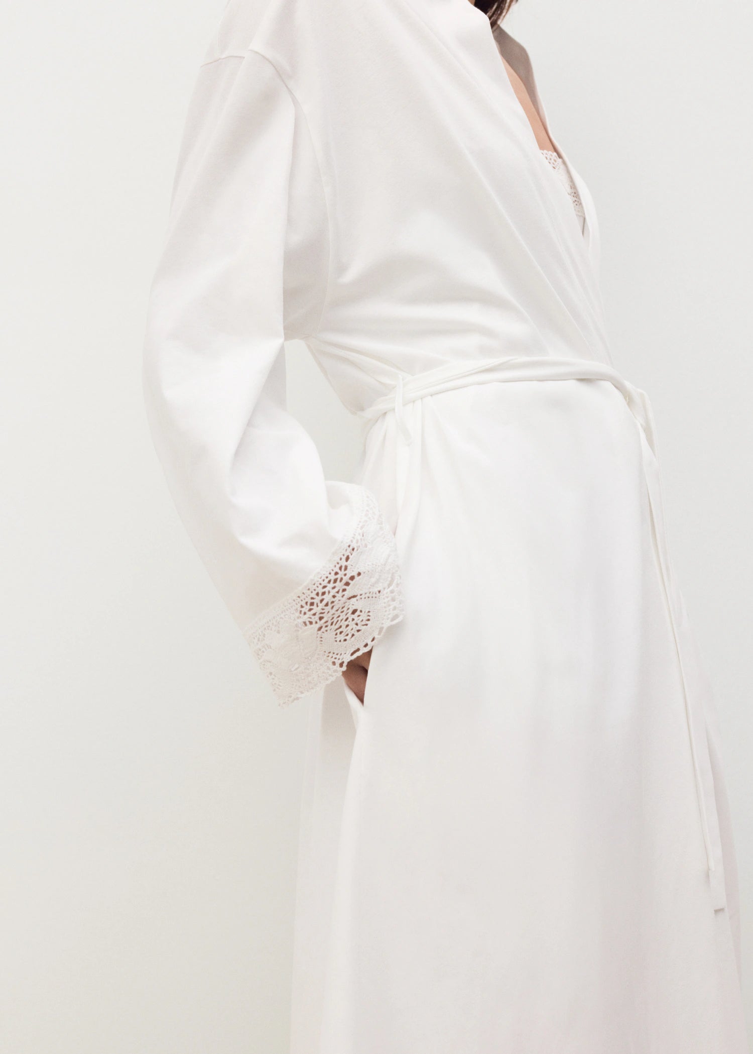 Cotton Robe With Lace