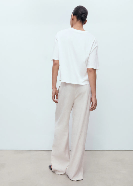 Cotton T Shirt With Flower Detail