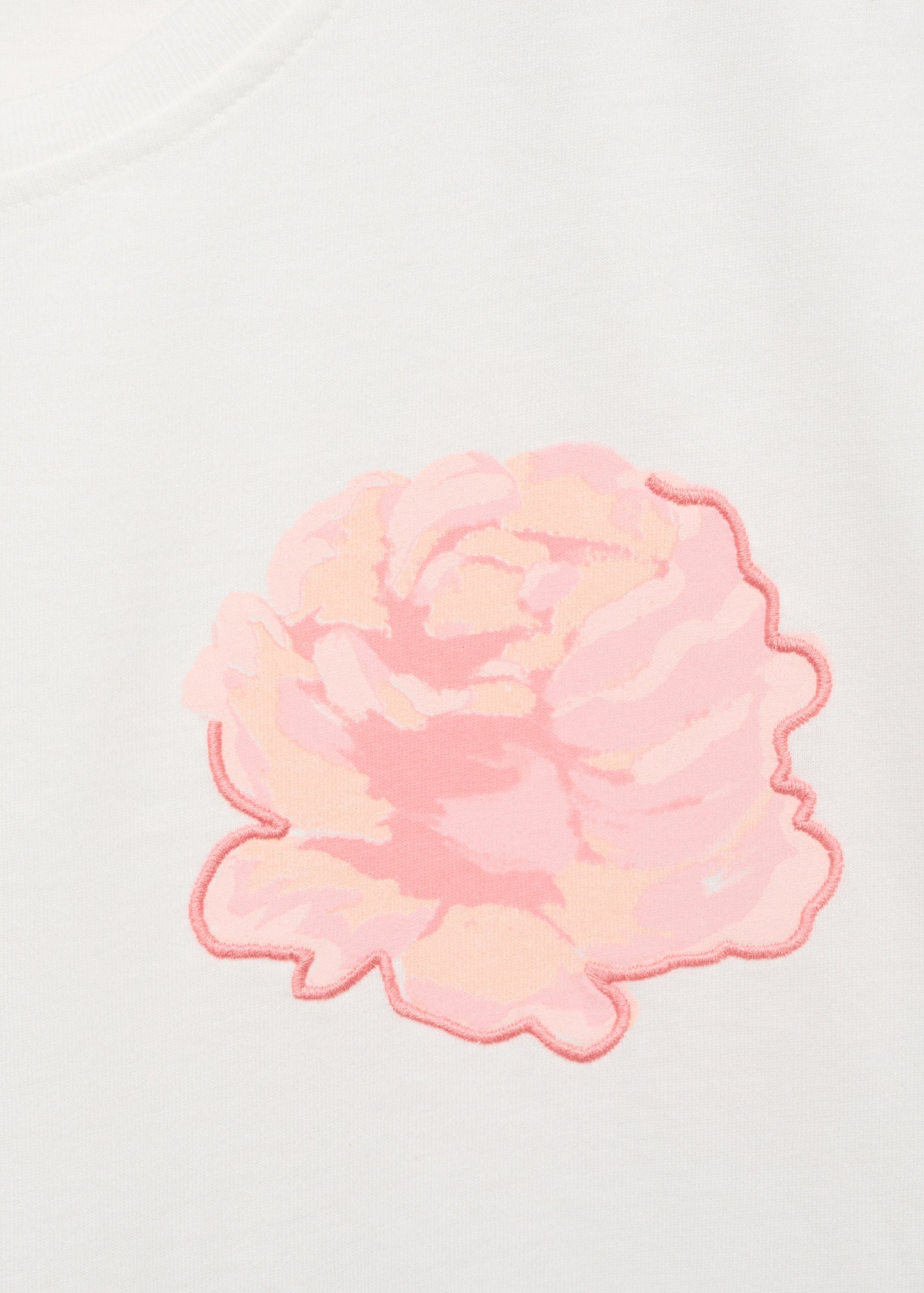 Cotton T Shirt With Flower Detail