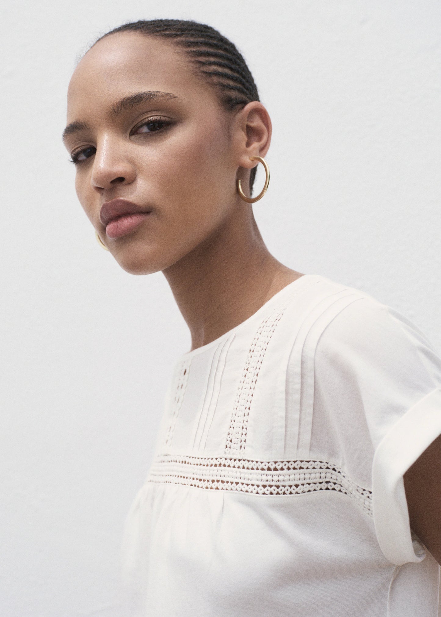 Cotton T Shirt With Openwork Detail