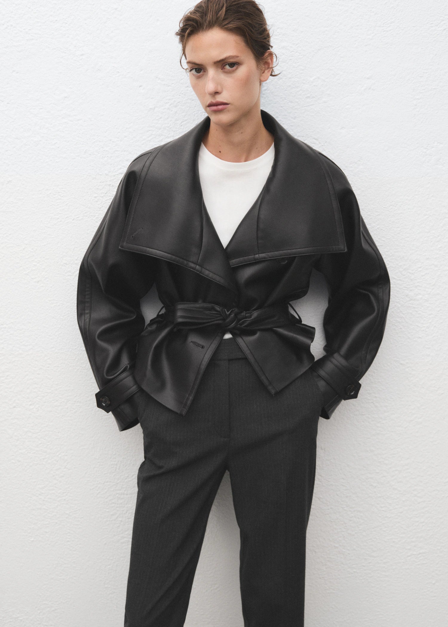 Cropped Tailored Pinstripe Trousers