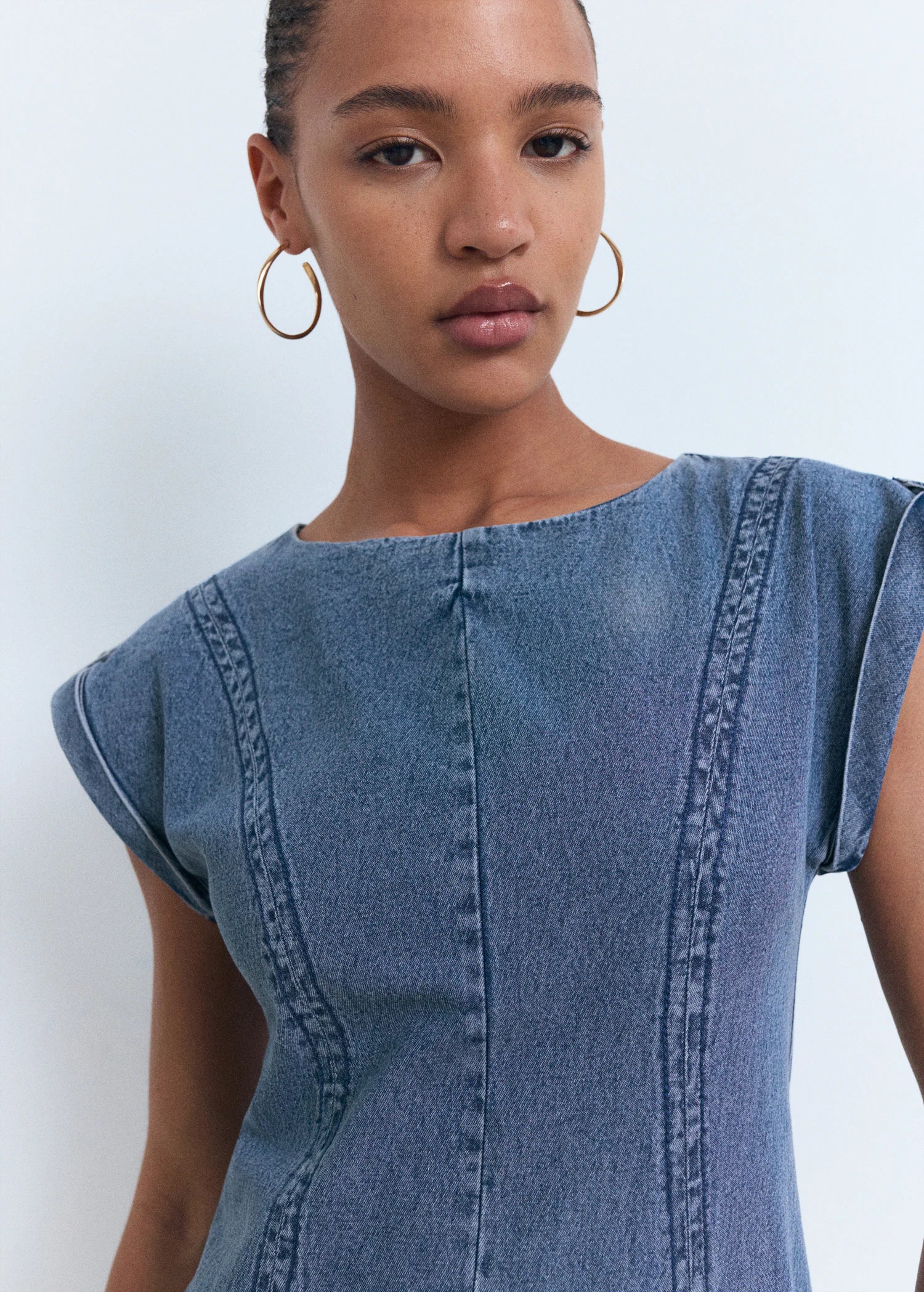 Denim Dress With Seam Detail