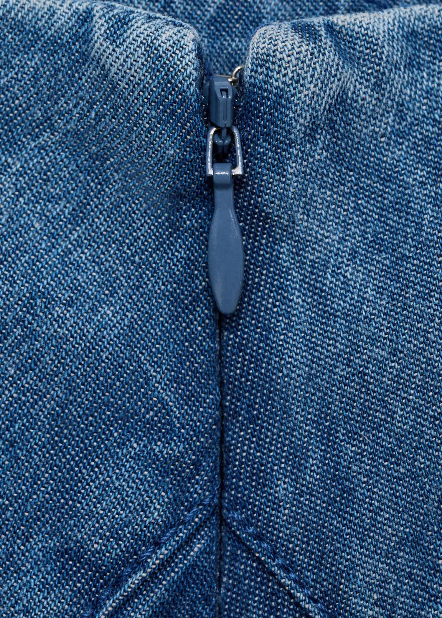 Denim Midi Skirt With Stitching