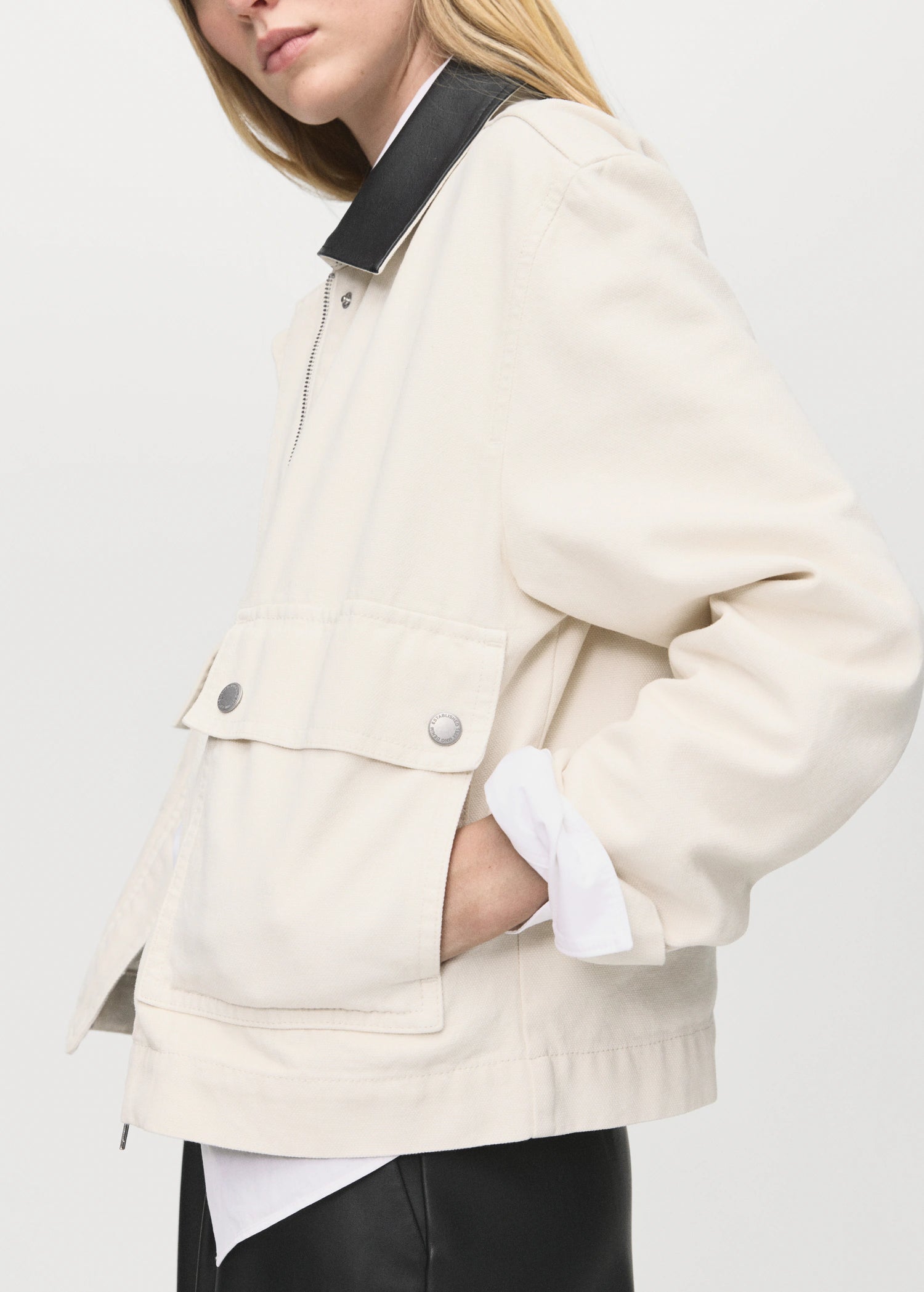 Denim Parka With Contrasting Collar