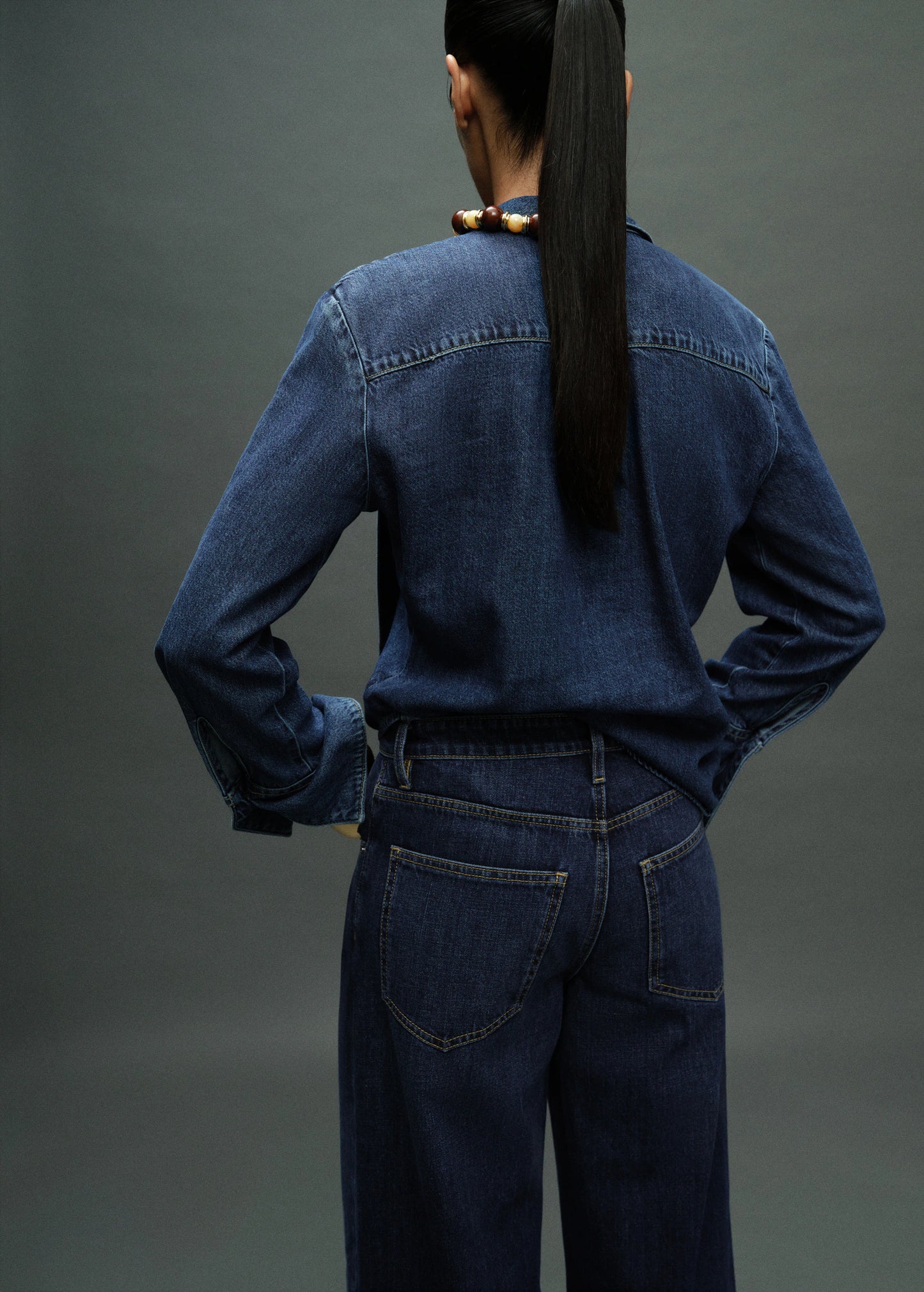Denim Shirt With Bow