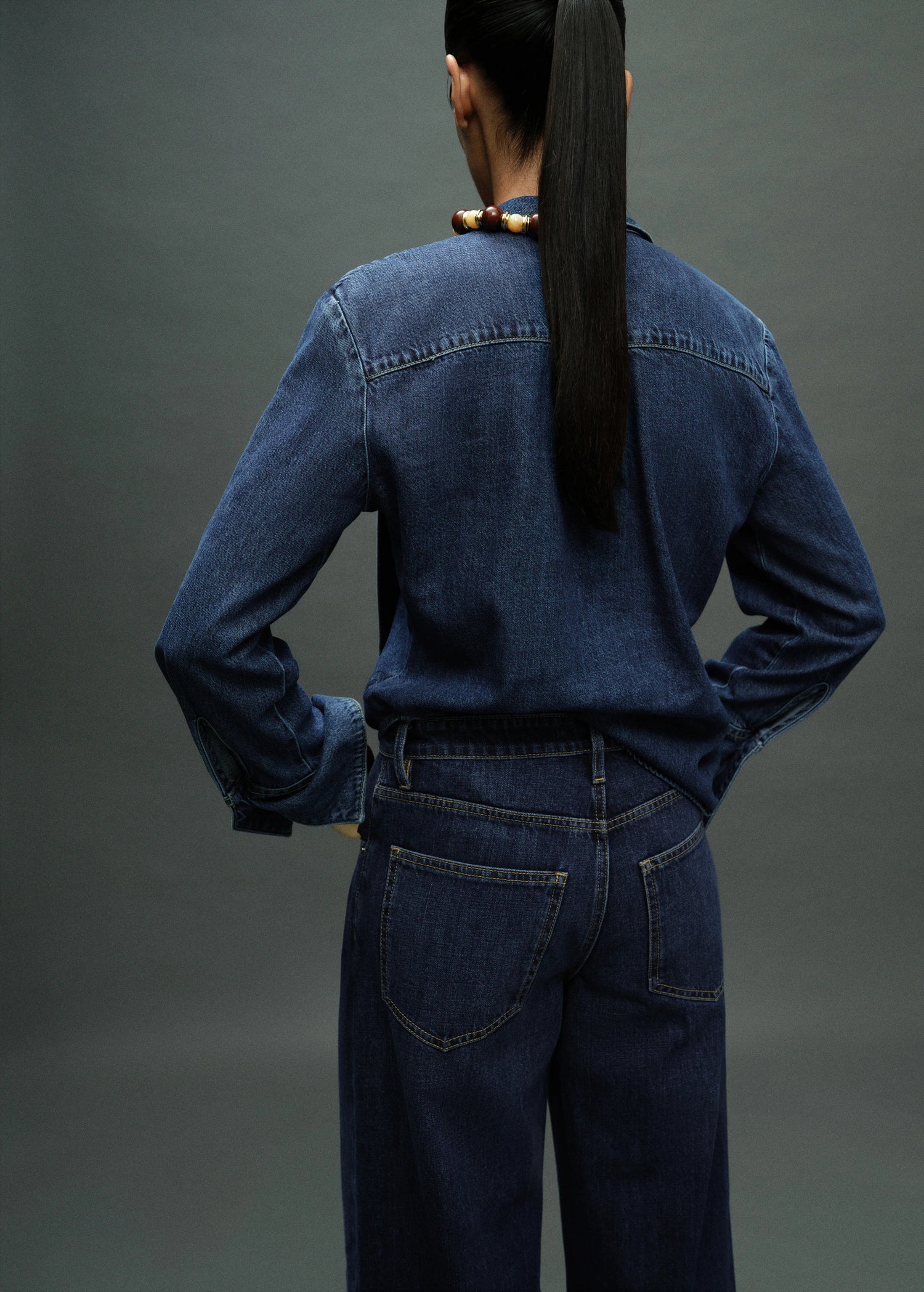 Denim Shirt With Bow