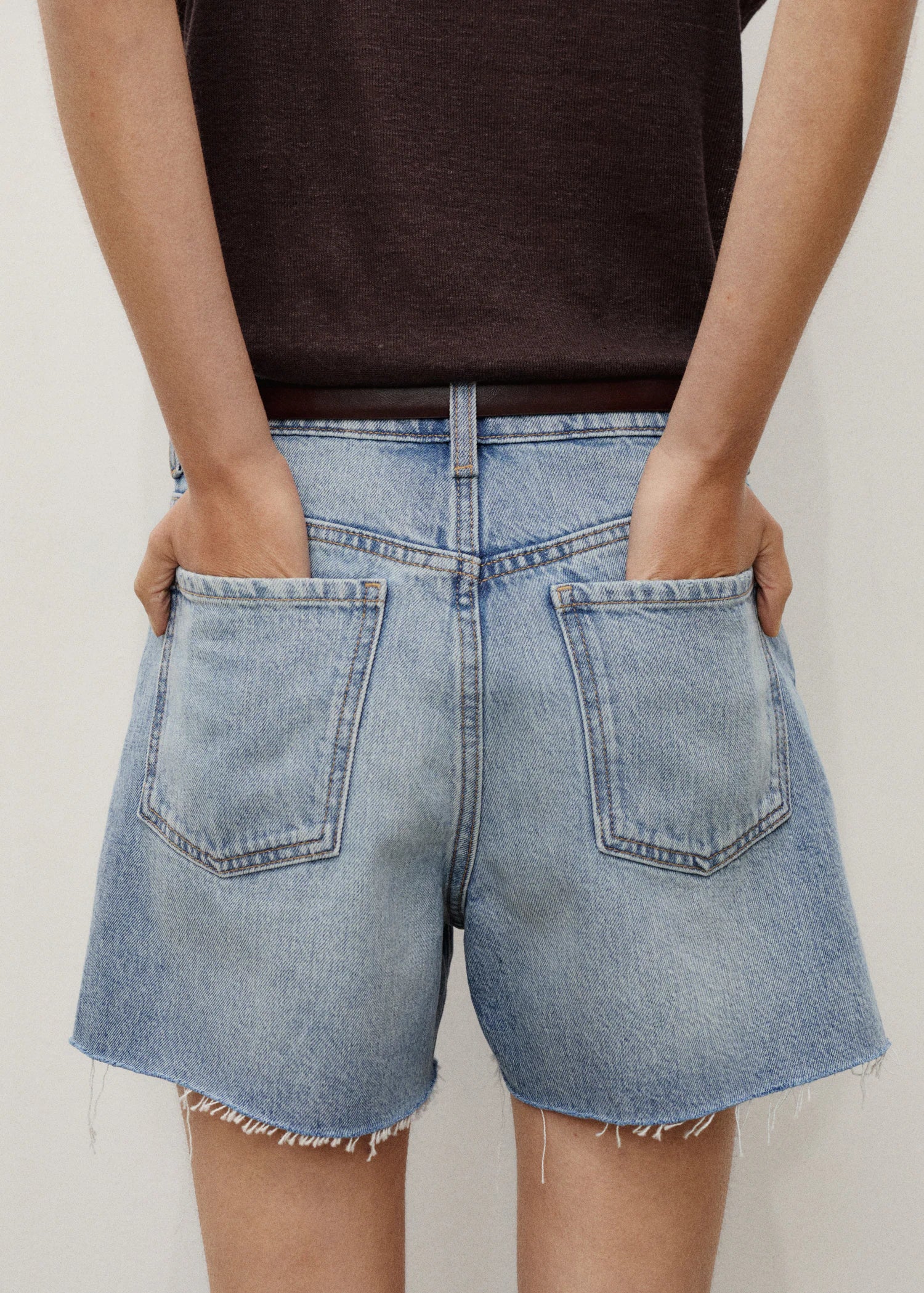 Denim Shorts With Frayed Hem