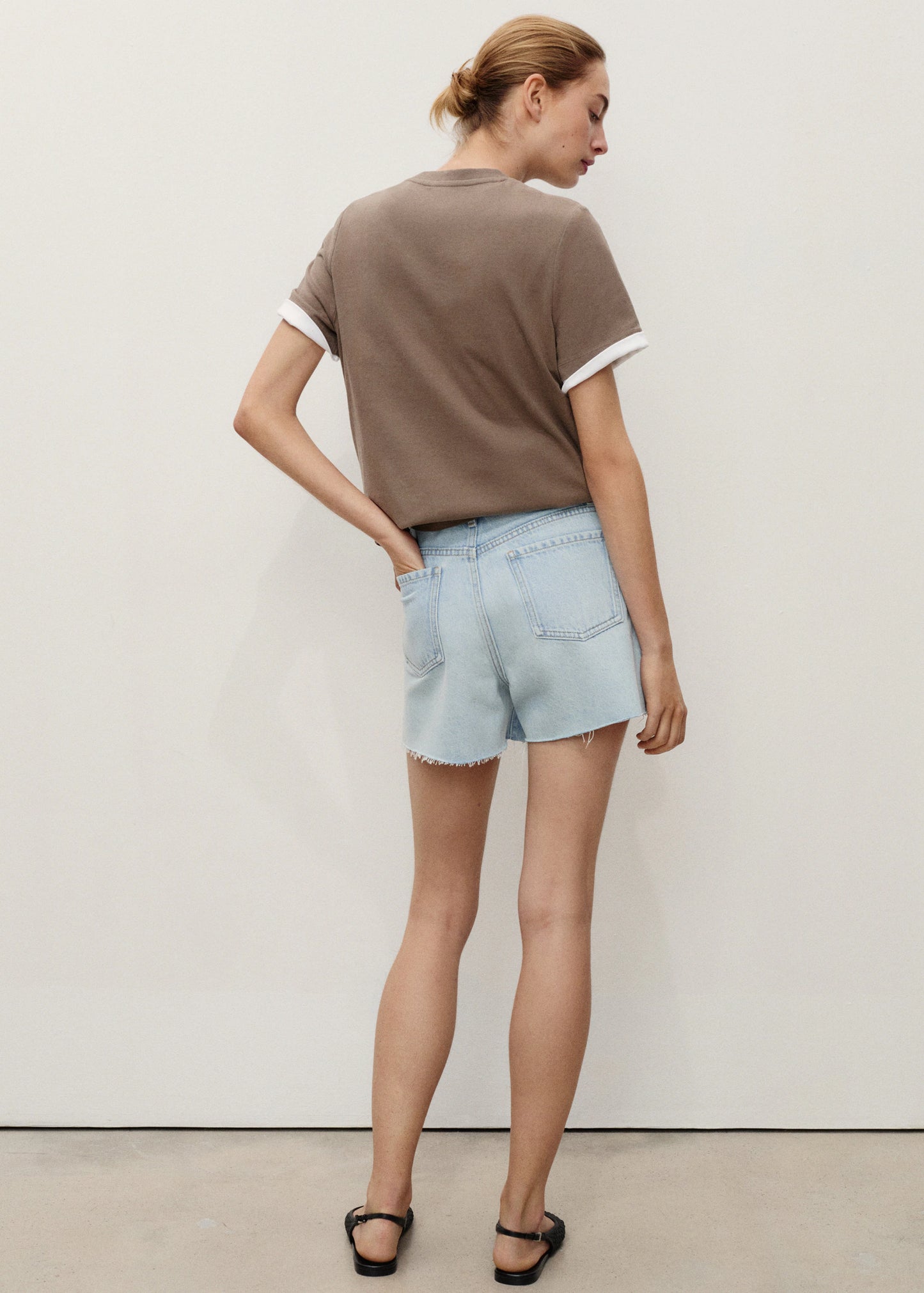 Denim Shorts With Frayed Hem