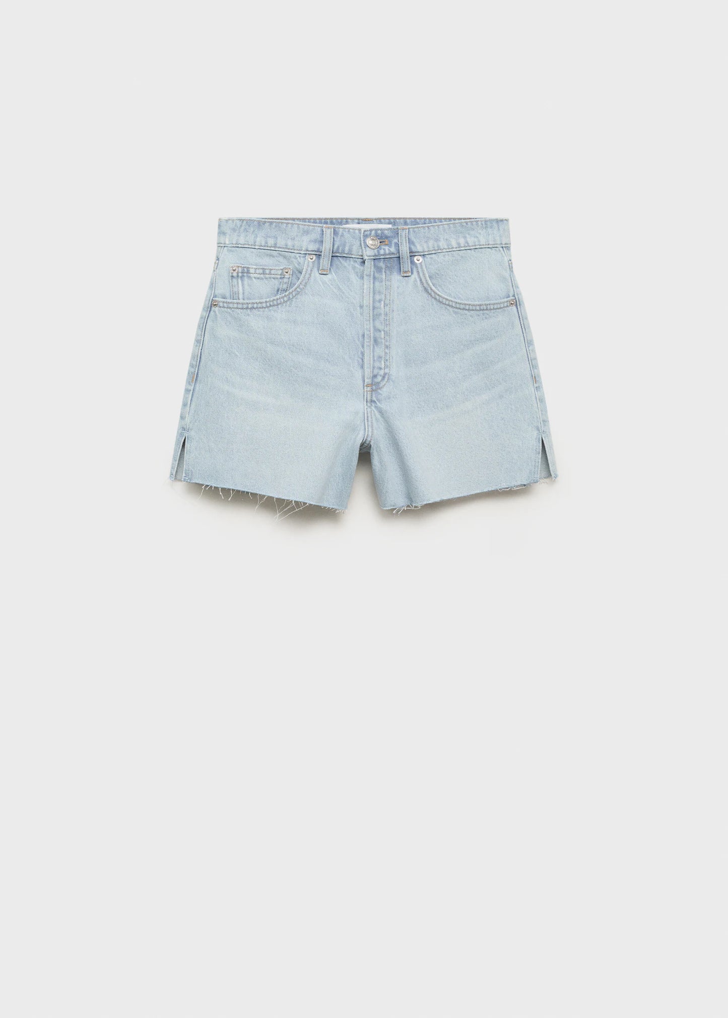 Denim Shorts With Frayed Hem