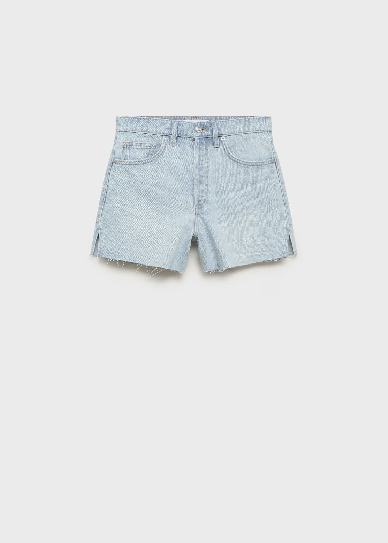 Denim Shorts With Frayed Hem