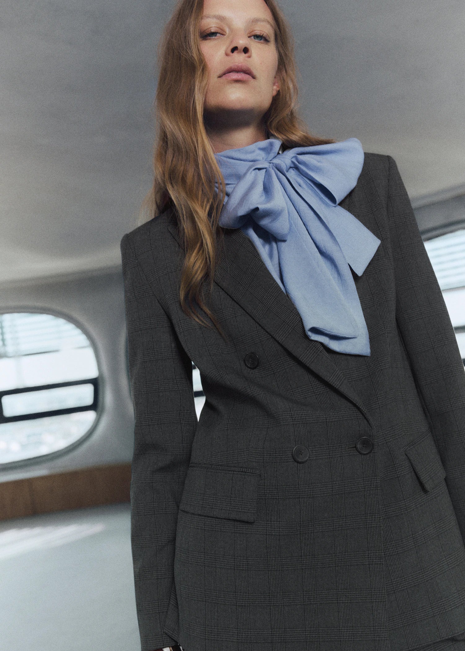 Double Breasted Check Suit Jacket