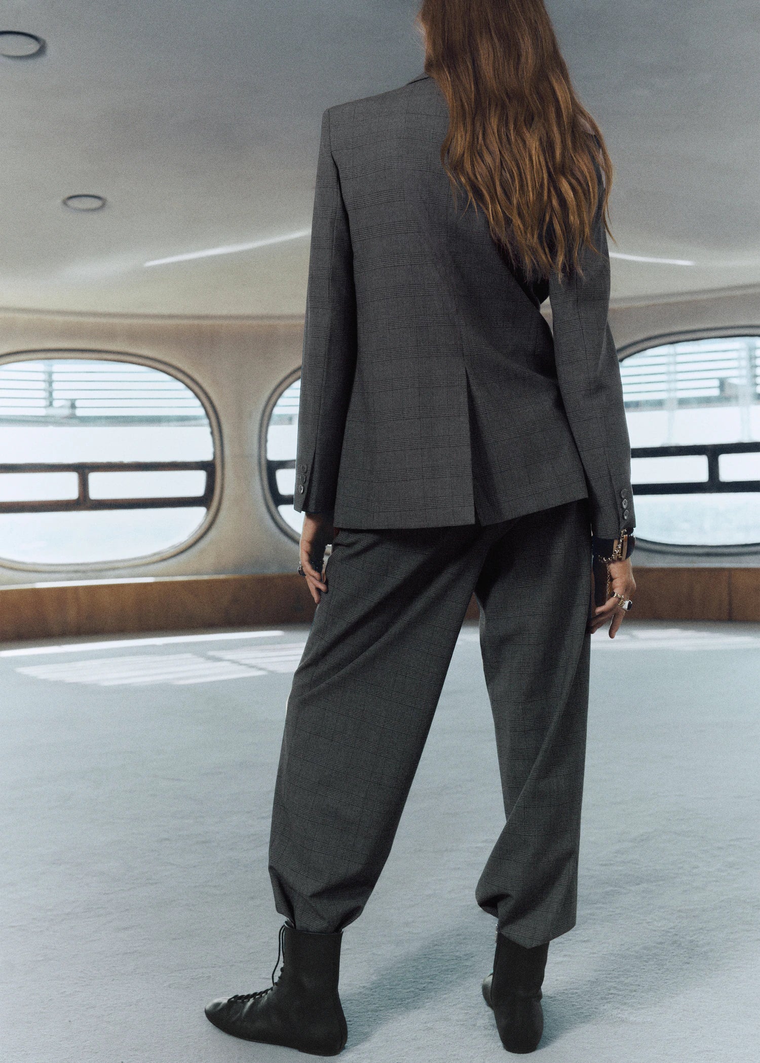 Double Breasted Check Suit Jacket