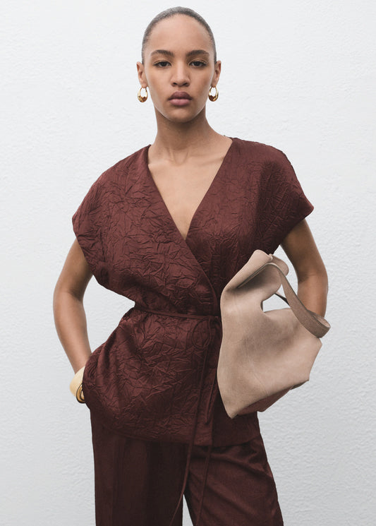 Double Breasted Crinkled Effect Waistcoat