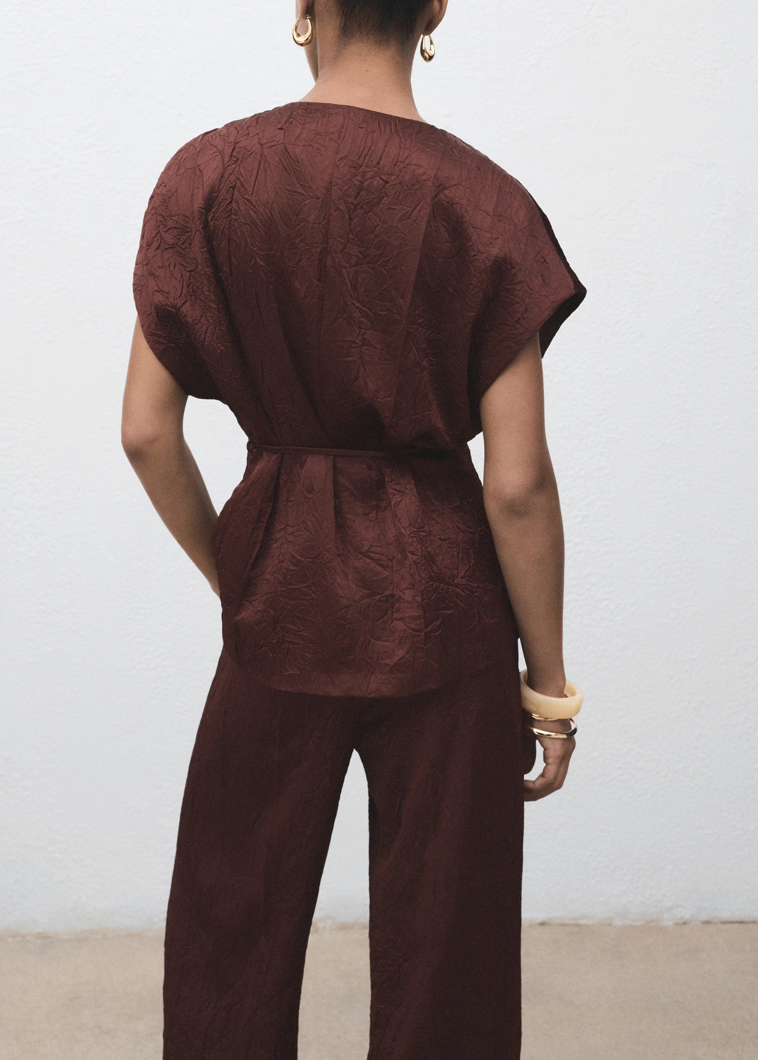 Double Breasted Crinkled Effect Waistcoat