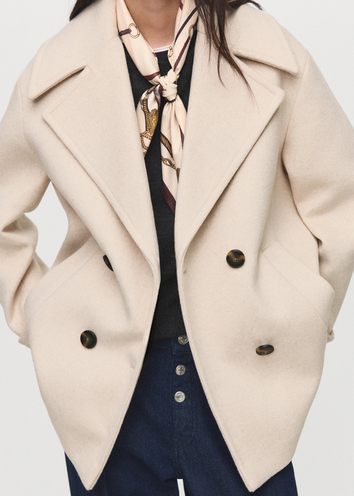 Double Breasted Wool Blend Coat