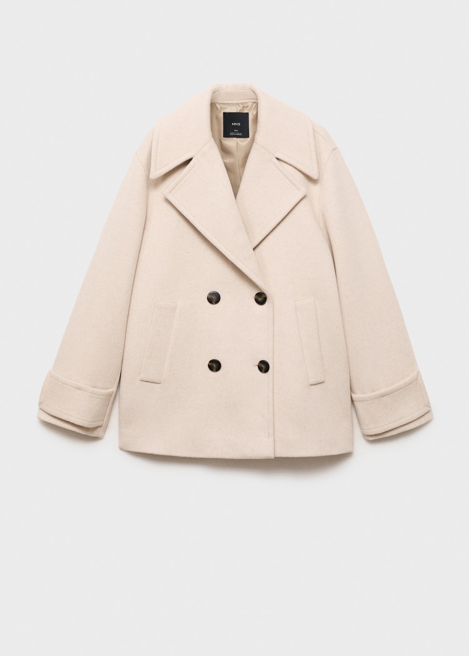 Double Breasted Wool Blend Coat