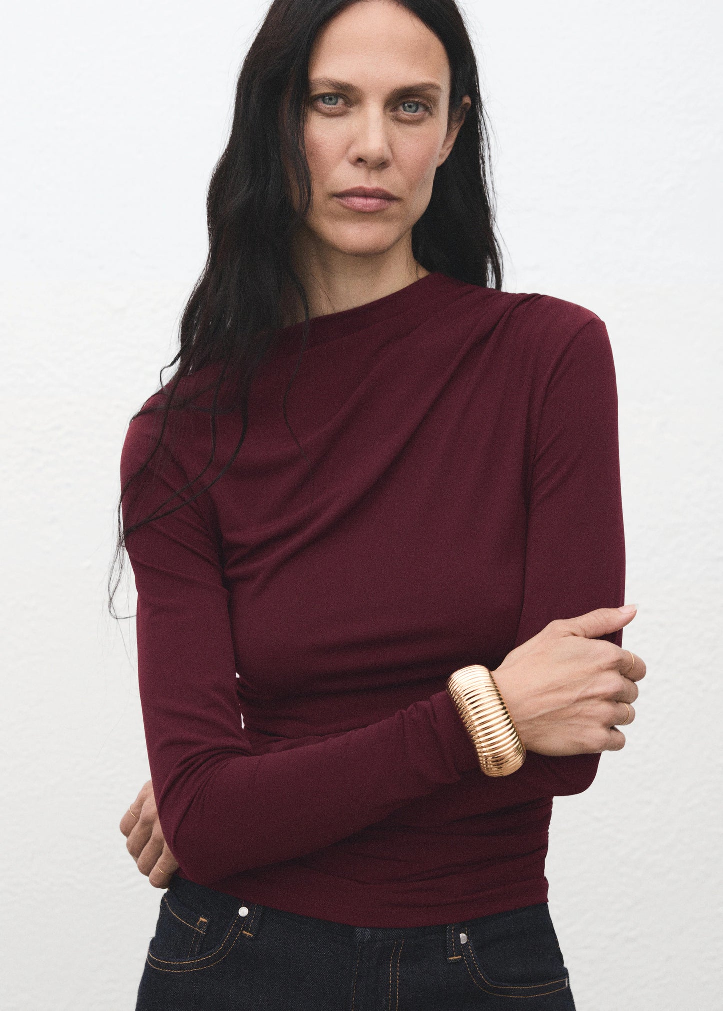 Draped Fitted T Shirt