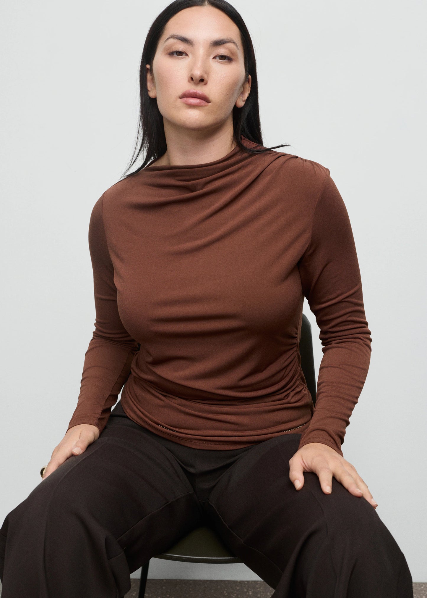 Draped Fitted T Shirt