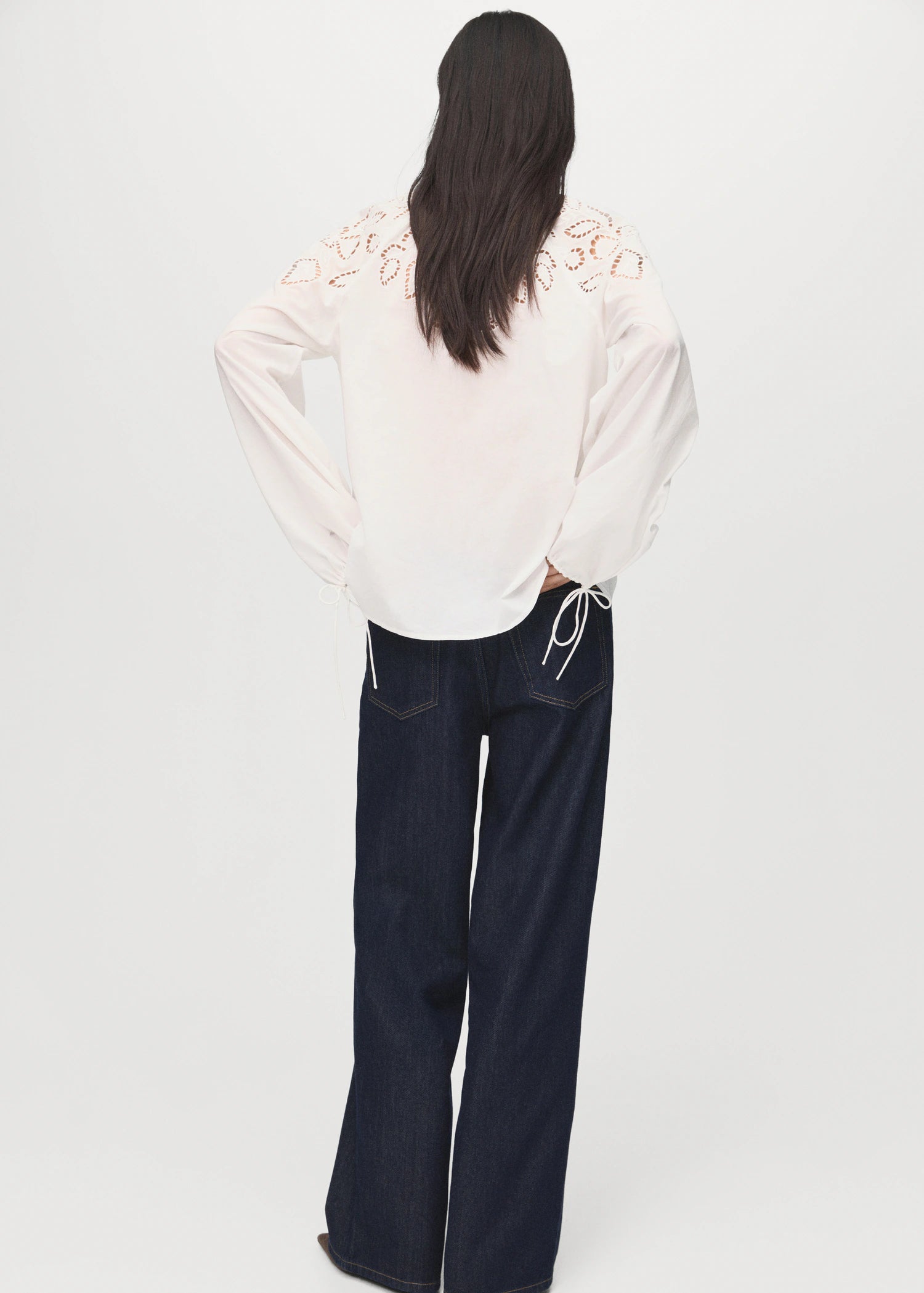 Embroidered Blouse With Bows