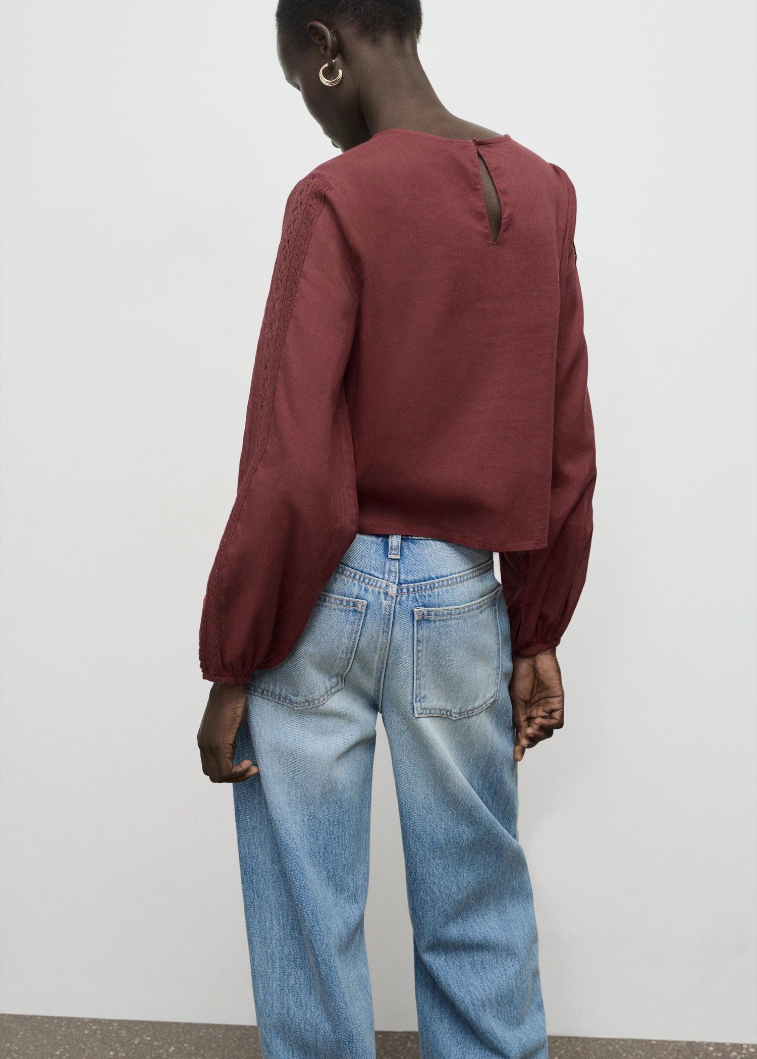 Embroidered Puff Sleeve Blouse