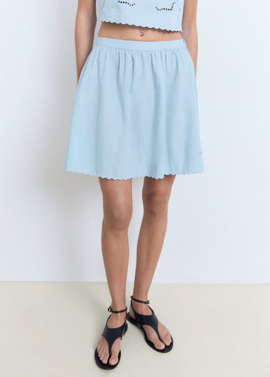 Embroidered Skirt With Scalloped Hem