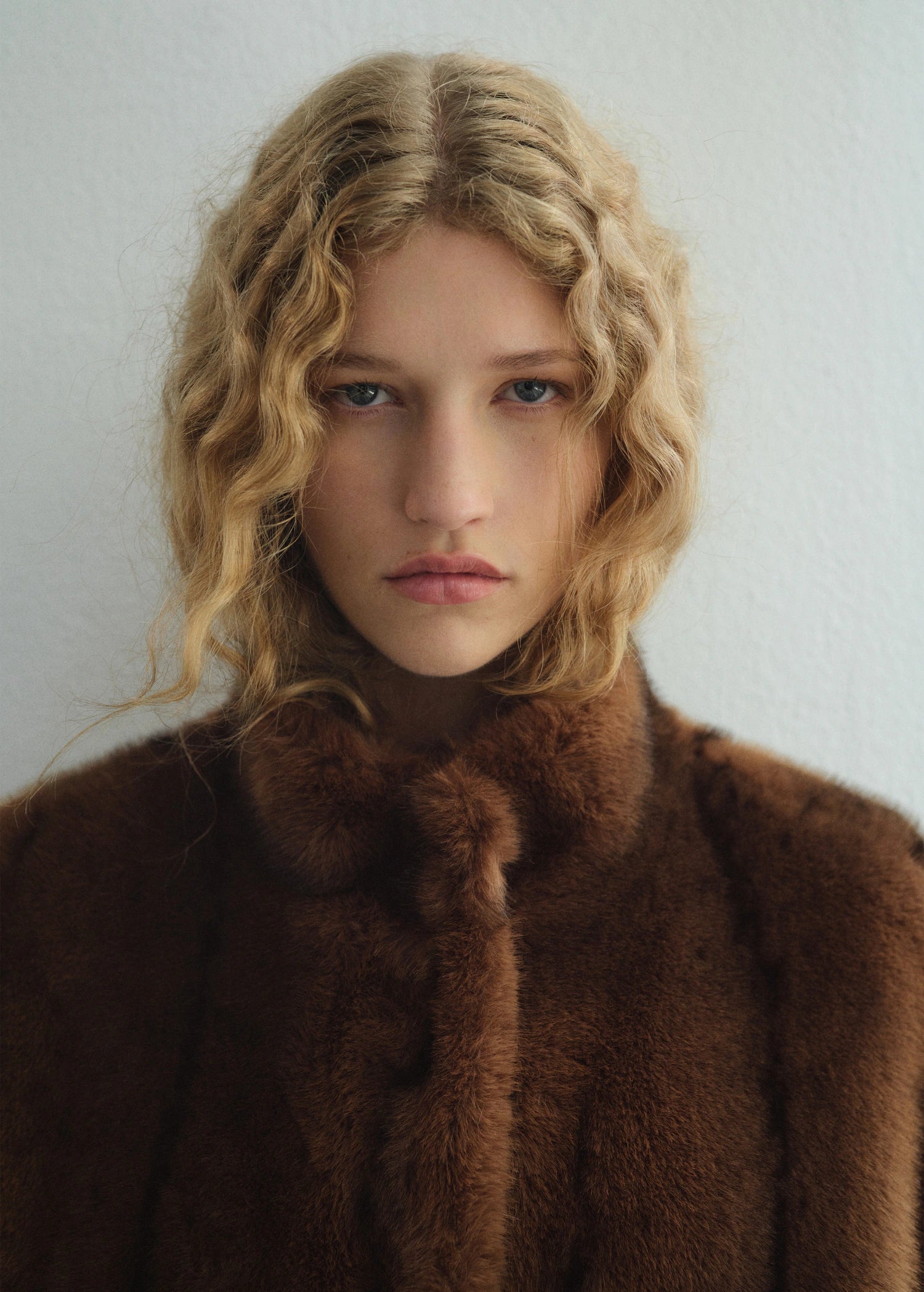 Faux Fur Effect Jacket With Pockets