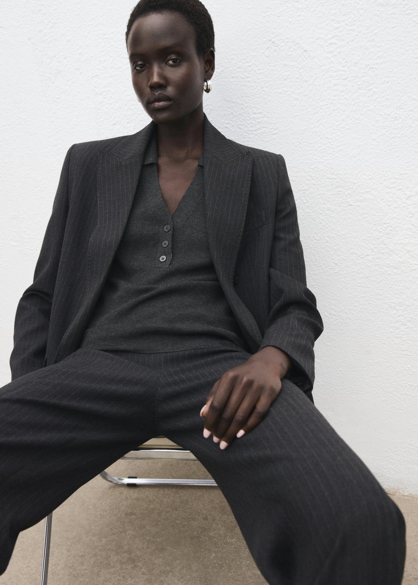 Fine Knit Sweater With Shirt Collar