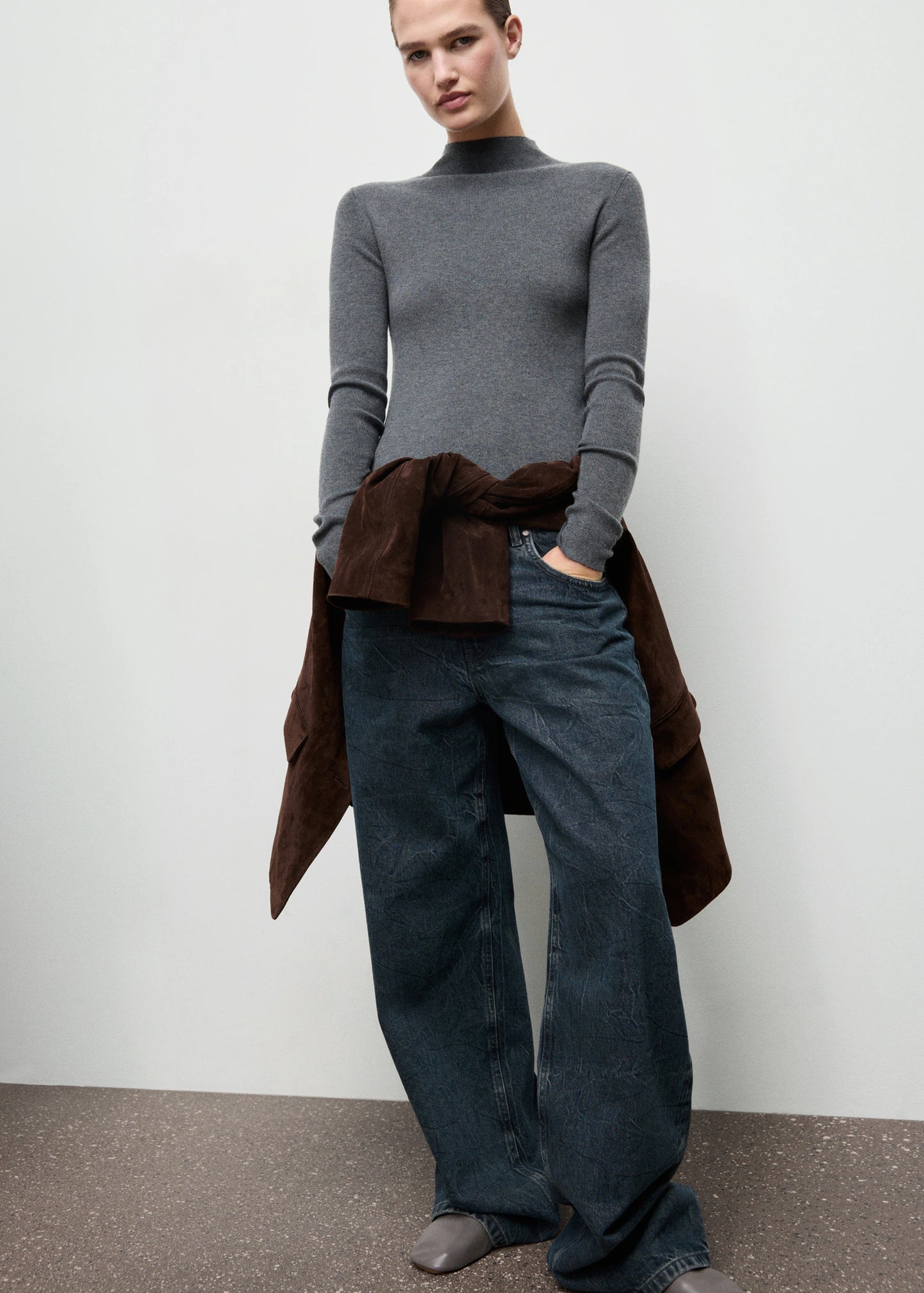 Fitted Sweater With Perkins Neck