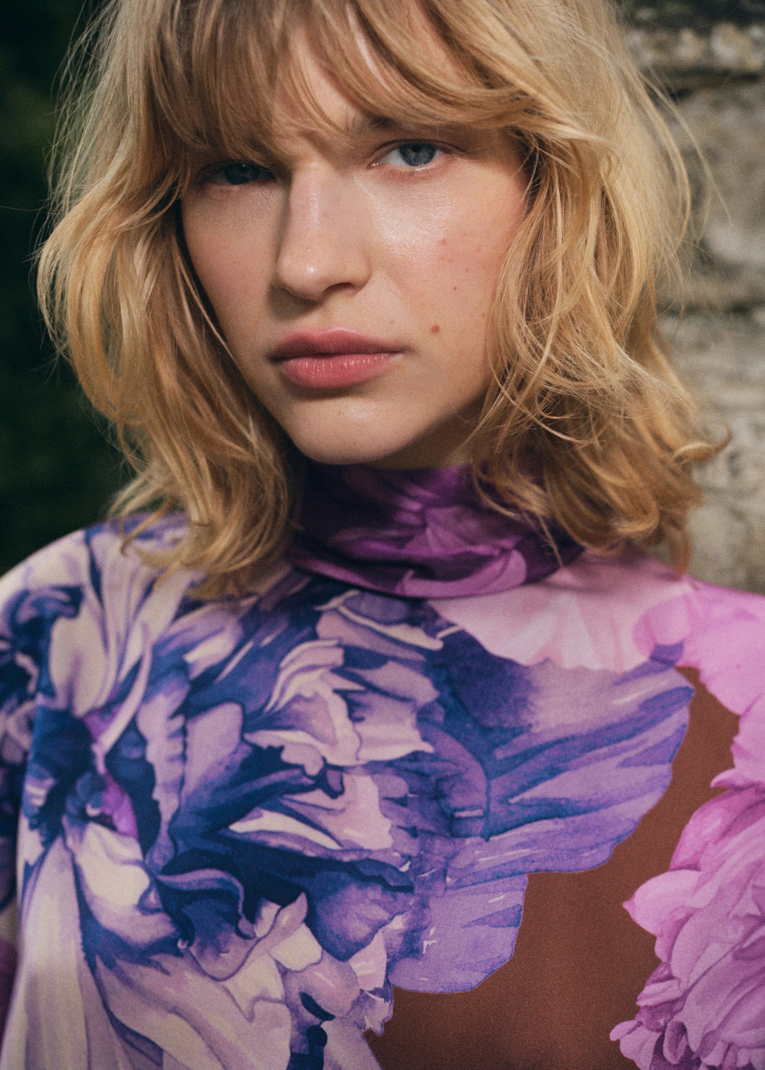 Floral Blouse With Scarf